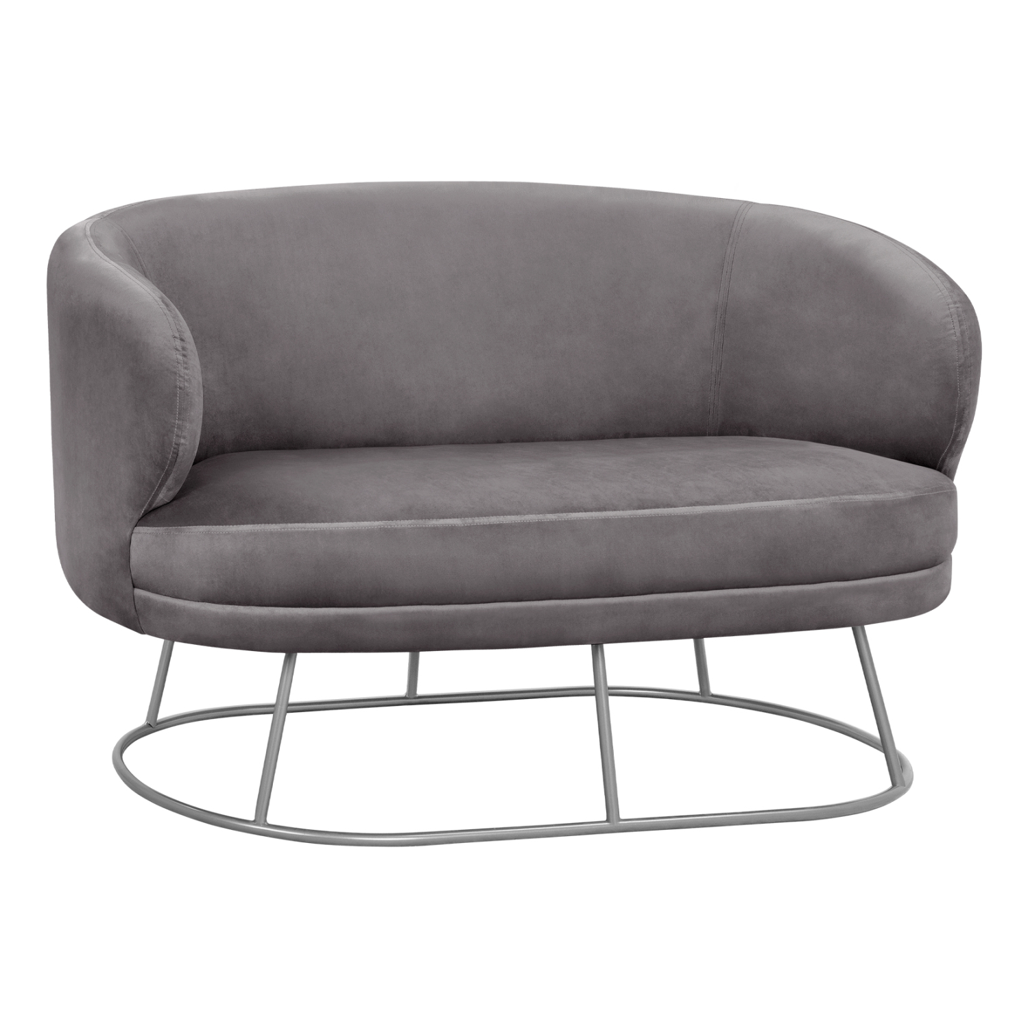 ΚΑΝΑΠΕΣ 2ΘΕΣΙΟΣ ARIEN ΑΠΟ ΒΕΛΟΥΔΟ ΓΚΡΙ ΜΕ ΑΣΗΜΙ ΒΑΣΗ 125Χ80Χ84Υ εκ. 1