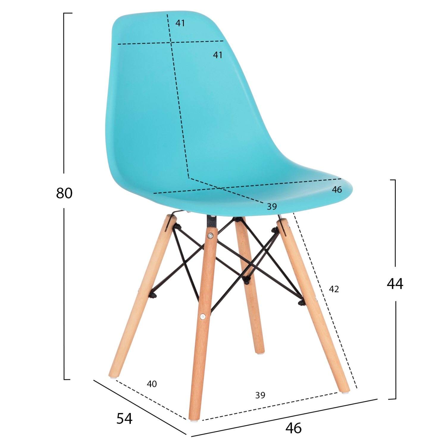 ΚΑΡΕΚΛΑ ΜΕ ΞΥΛΙΝΑ ΠΟΔΙΑ TWIST PP ΤΙΡΚΟΥΑΖ ΚΑΘΙΣΜΑ 46x54x80Υεκ. 2