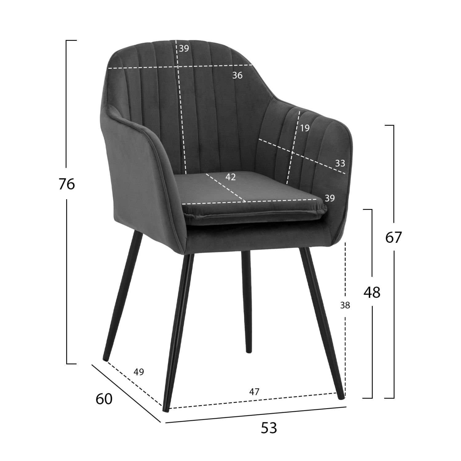 ΠΟΛΥΘΡΟΝΑΚΙ SAWYER ΒΕΛΟΥΔΟ ΓΚΡΙ ΜΕ ΜΑΥΡΑ ΠΟΔΙΑ HM8523.11 53x60x76Y εκ. 2
