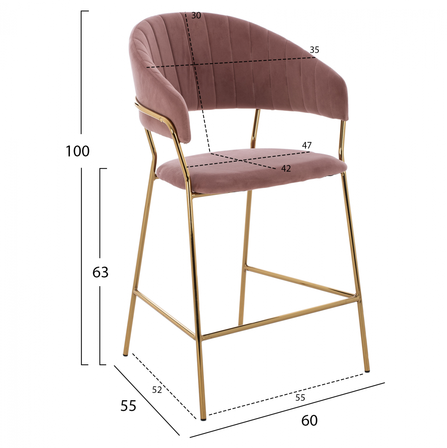ΣΚΑΜΠΟ ΜΕΣΑΙΟΥ ΥΨΟΥΣ THEODORE ΒΕΛΟΥΔΟ ΣΑΠΙΟ ΜΗΛΟ ΕΠΙΧΡΥΣΟ ΣΚΕΛΕΤΟ 60x55x100Y εκ. 2