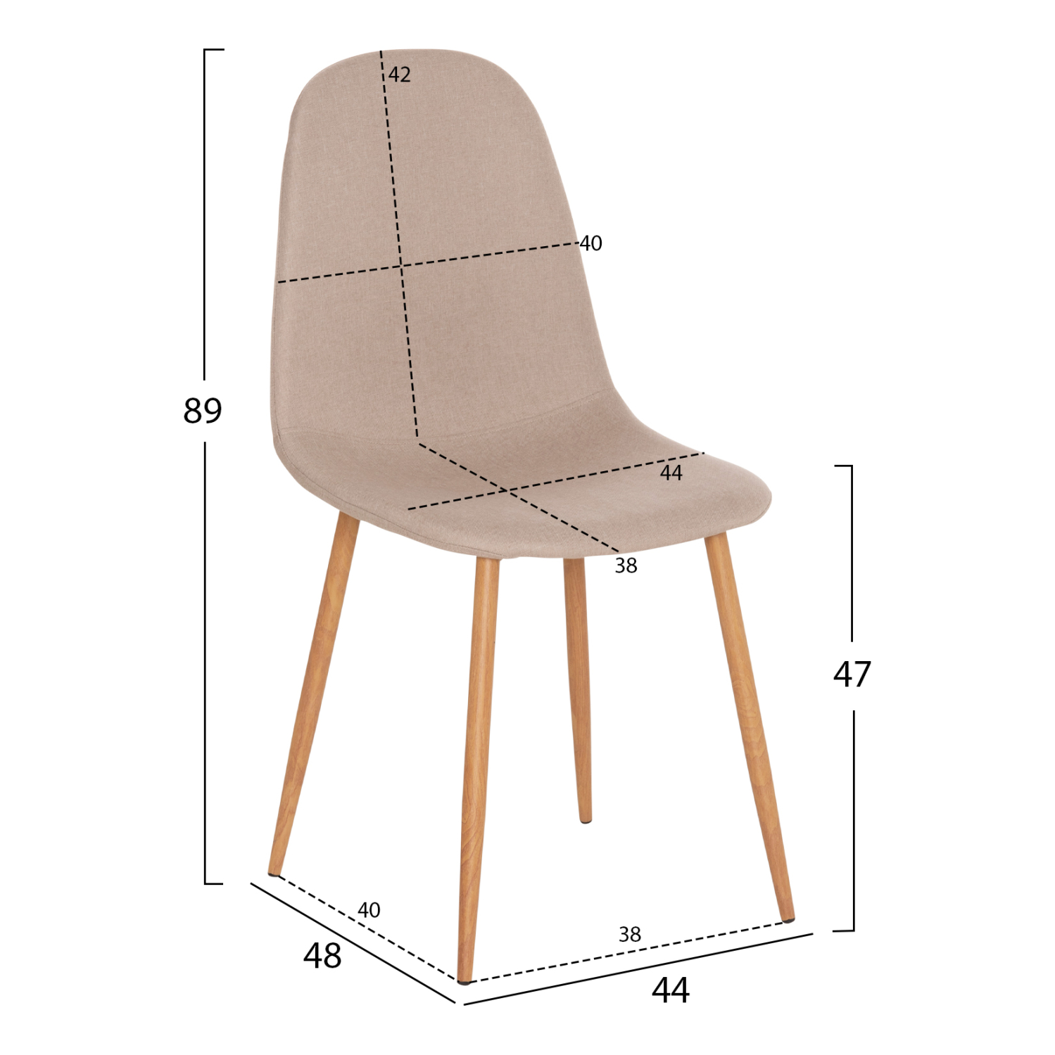 ΚΑΡΕΚΛΑ LEONARDO ΥΦΑΣΜΑ ΜΠΕΖ ΚΑΙ ΚΑΦΕ ΜΕΤΑΛΛΙΚΑ ΠΟΔΙΑ 45x48x89.5Υεκ. 2