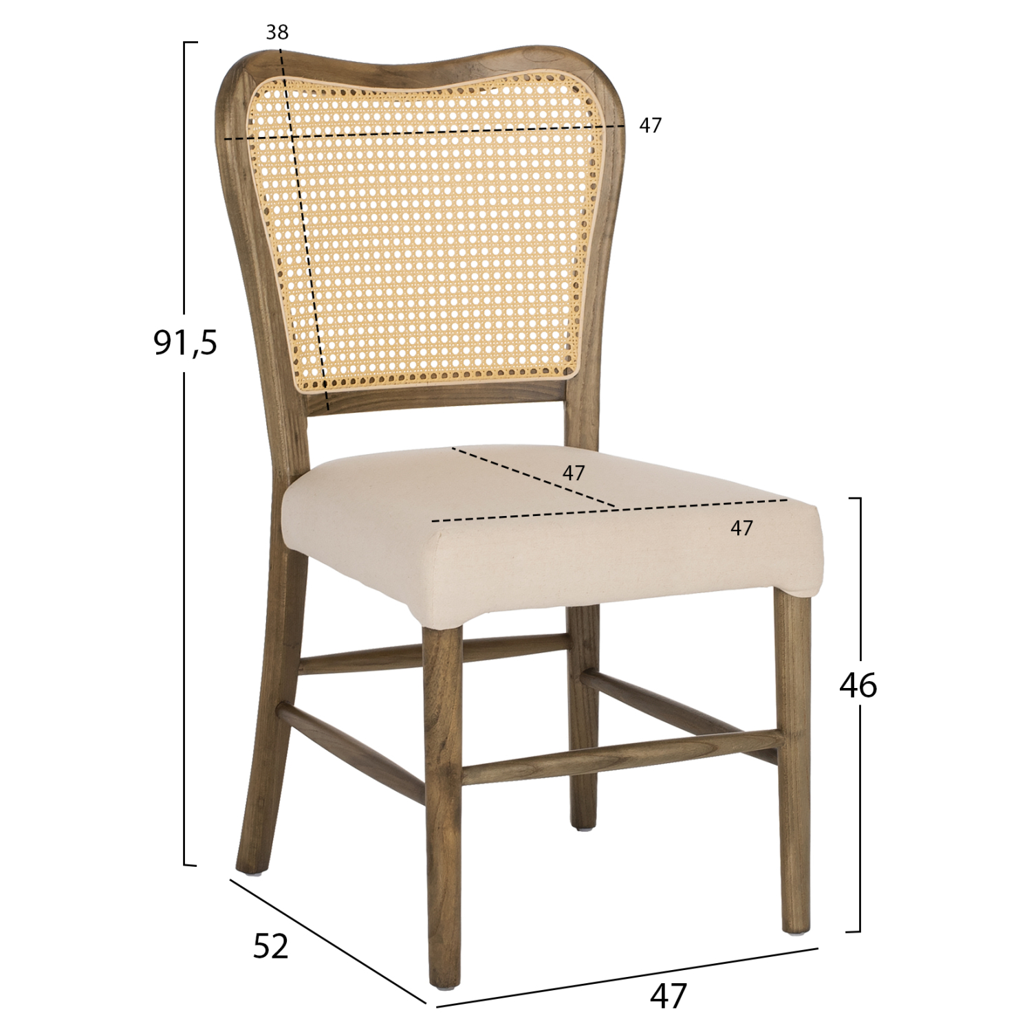 ΚΑΡΕΚΛΑ ΤΟΟΝ ΞΥΛΟ RATTAN ΥΦΑΣΜΑ 47x52x91,5Υεκ. 2