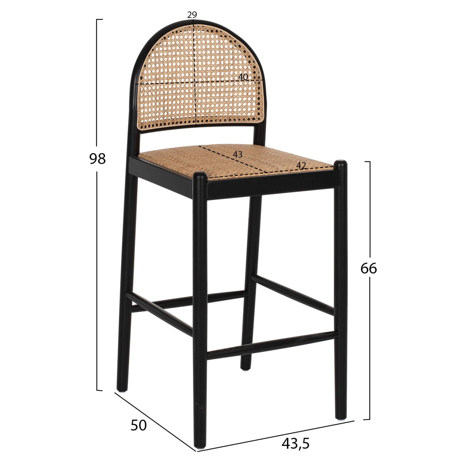 ΣΚΑΜΠΟ ΑΠΟ ΟΞΙΑ-RATTAN ΑΨΙΔΑ ΠΛΑΤΗ ΜΑΥΡΟ 43,5x50x98Υεκ 2
