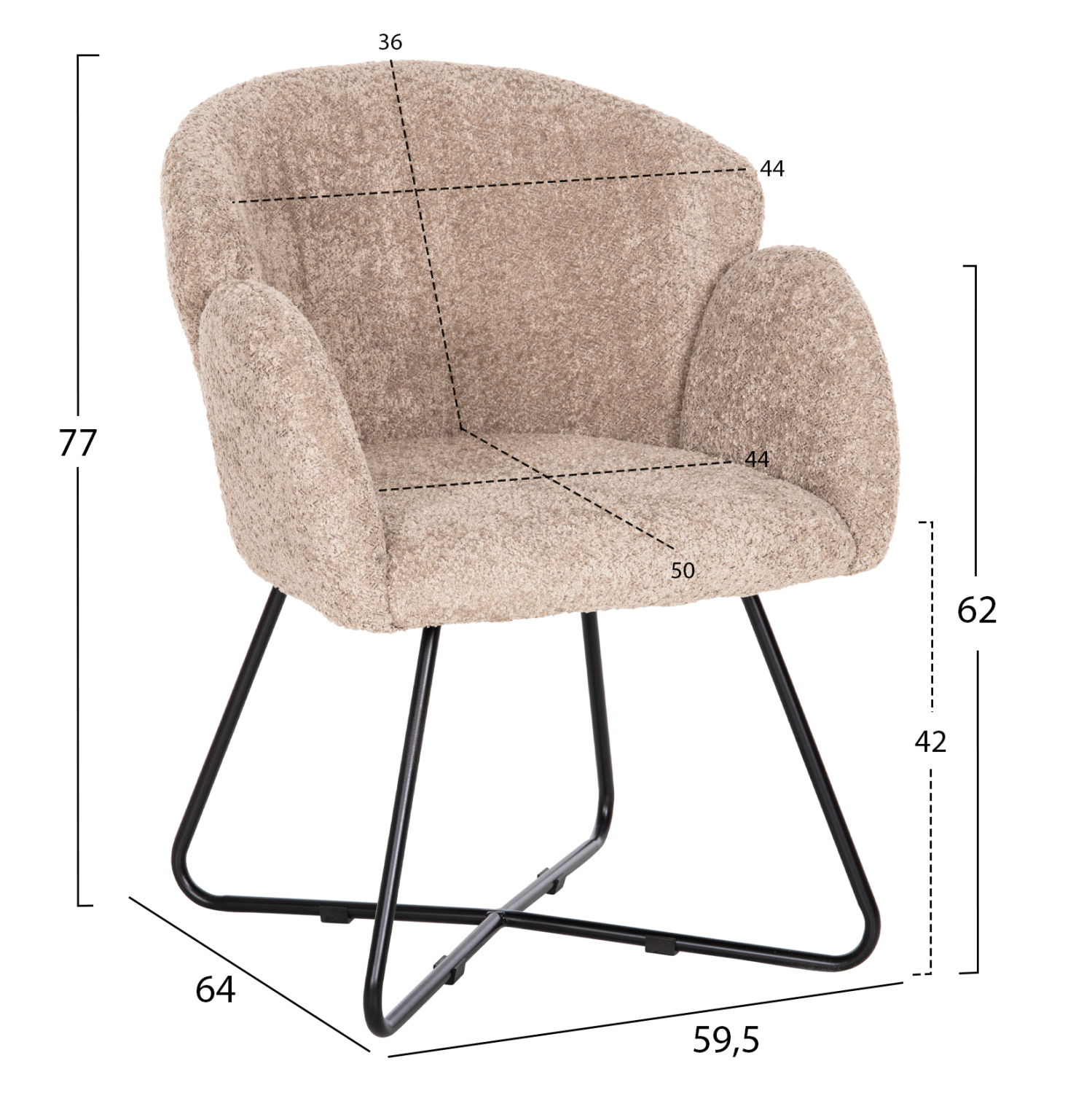 ΠΟΛΥΘΡΟΝΑ HARNIS ΜΠΕΖ ΜΠΟΥΚΛΕ-ΜΑΥΡΑ ΜΕΤΑΛ.ΠΟΔΙΑ ΧΙΑΣΤΙ 59,5x64x77Υεκ 2