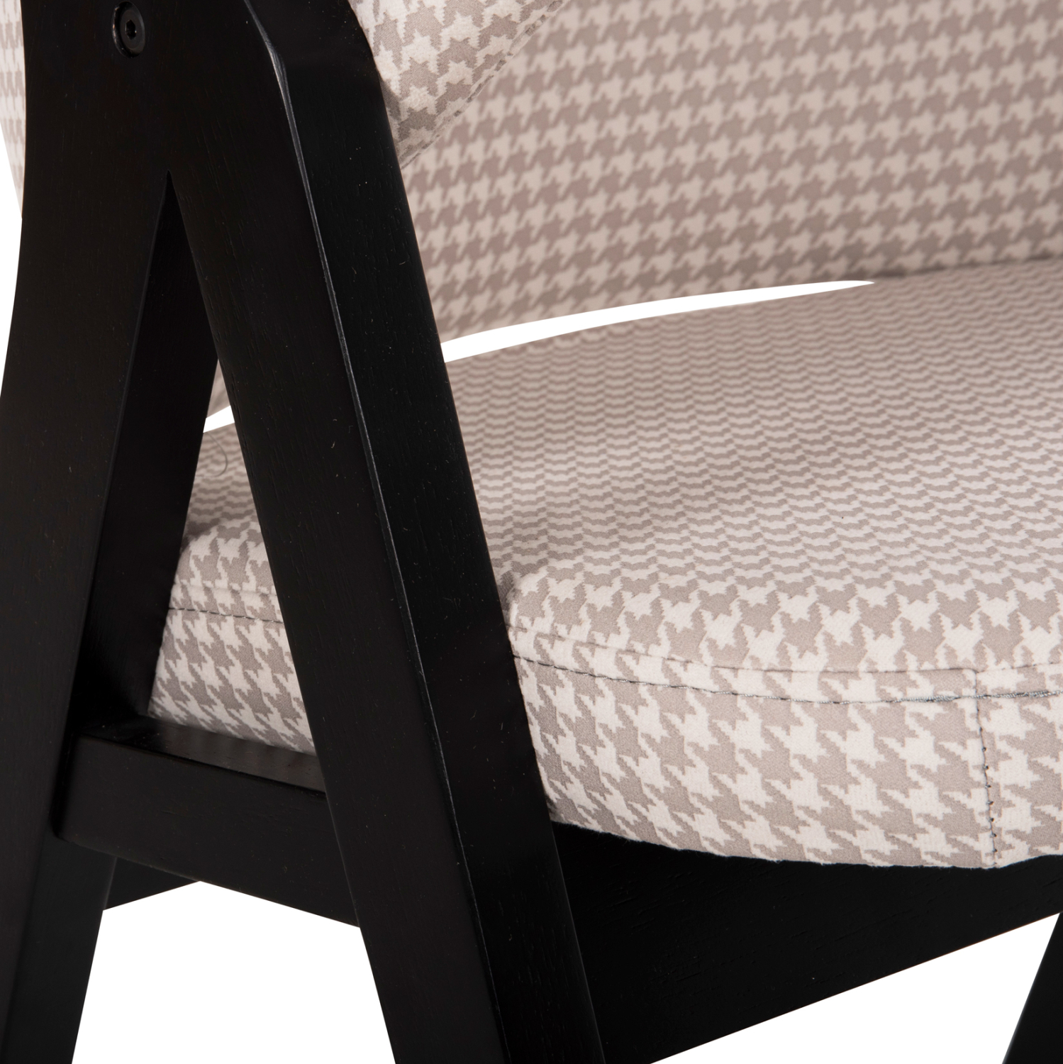 ΚΑΡΕΚΛΑ HANA RUBBERWOOD ΣΕ ΜΑΥΡΟ ΧΡΩΜΑ-ΜΠΕΖ ΥΦΑΣΜΑ 55x60x84Yεκ. 8