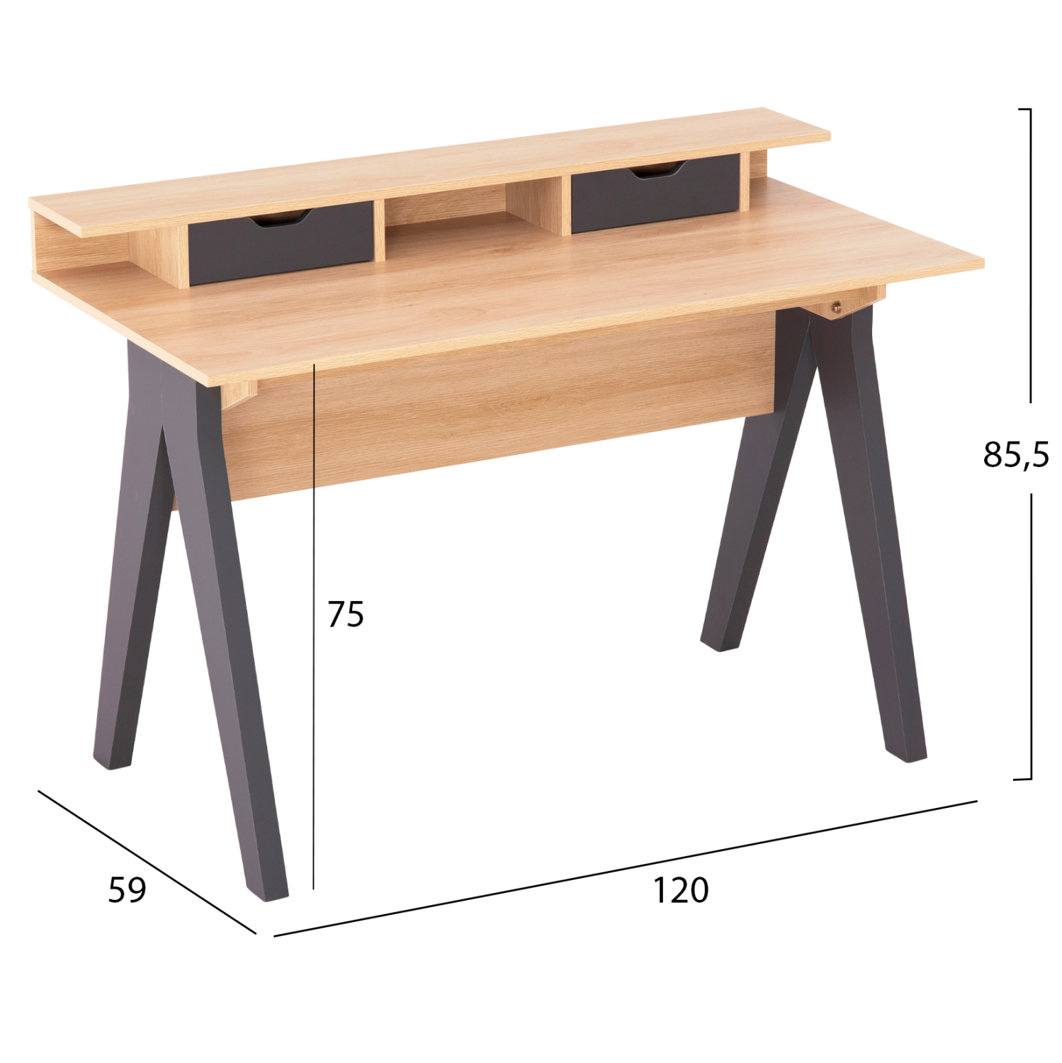 ΓΡΑΦΕΙΟ REXIN ΜΕΛΑΜΙΝΗ ΣΕ SONAMA-ΓΚΡΙ 120x19-59x75-85,5ΥΥεκ. 2
