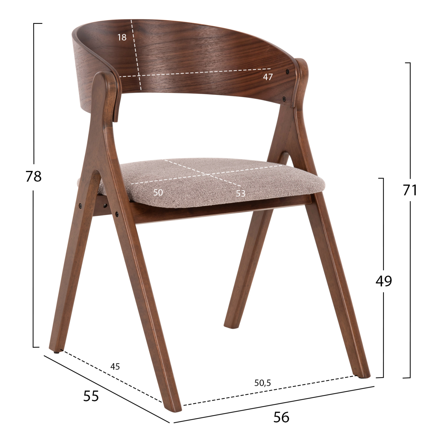 ΚΑΡΕΚΛΑ NEKKER RUBBERWOOD ΣΕ ΚΑΡΥΔΙ-ΜΠΕΖ ΥΦΑΣΜΑ ΚΑΘΙΣΜΑ 56x55x78Yεκ. 2