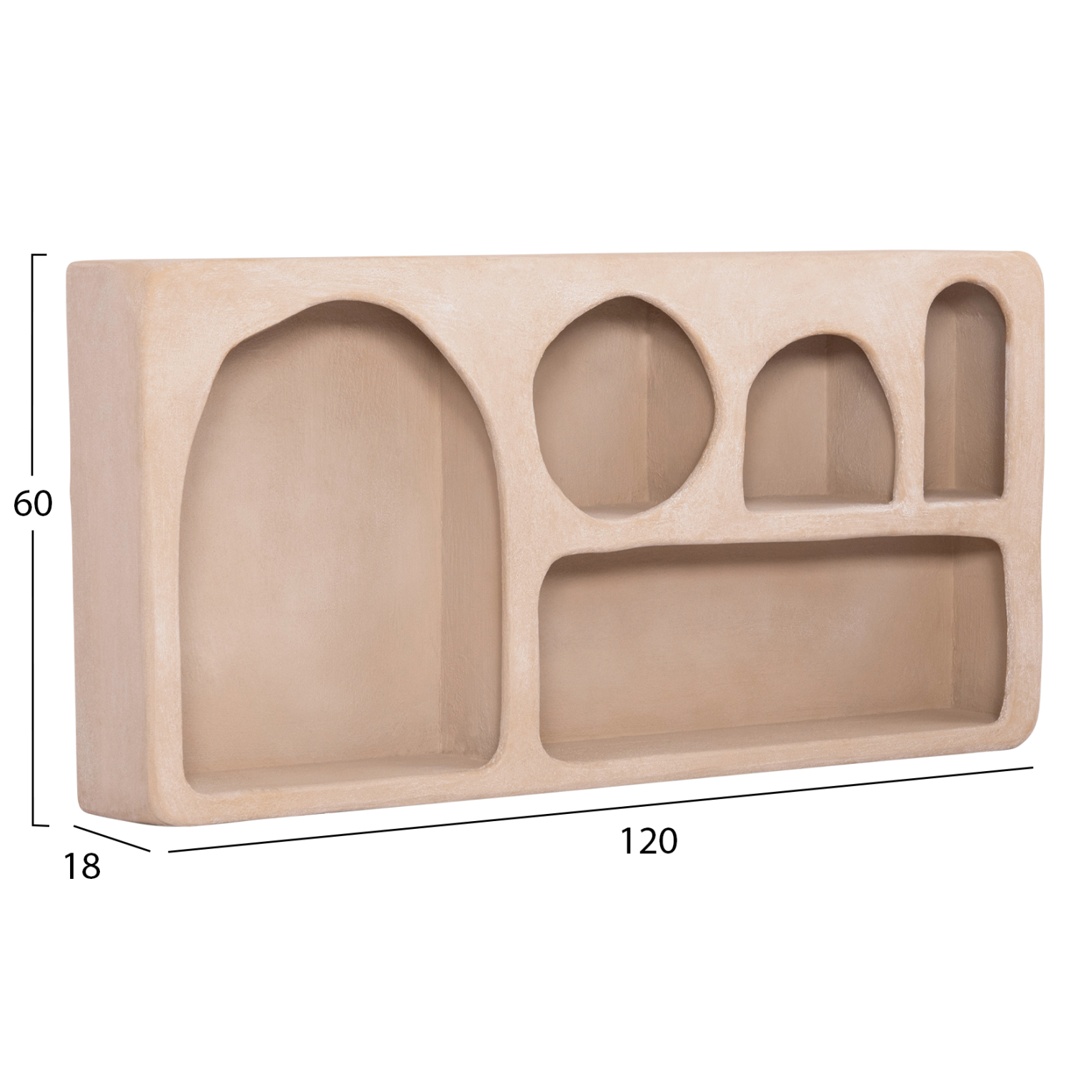 ΡΑΦΙ ΤΟΙΧΟΥ ΣΕΙΡΑ SANTORINI MDF ΣΕ ΚΑΦΕ 120x18x60Υεκ. 2