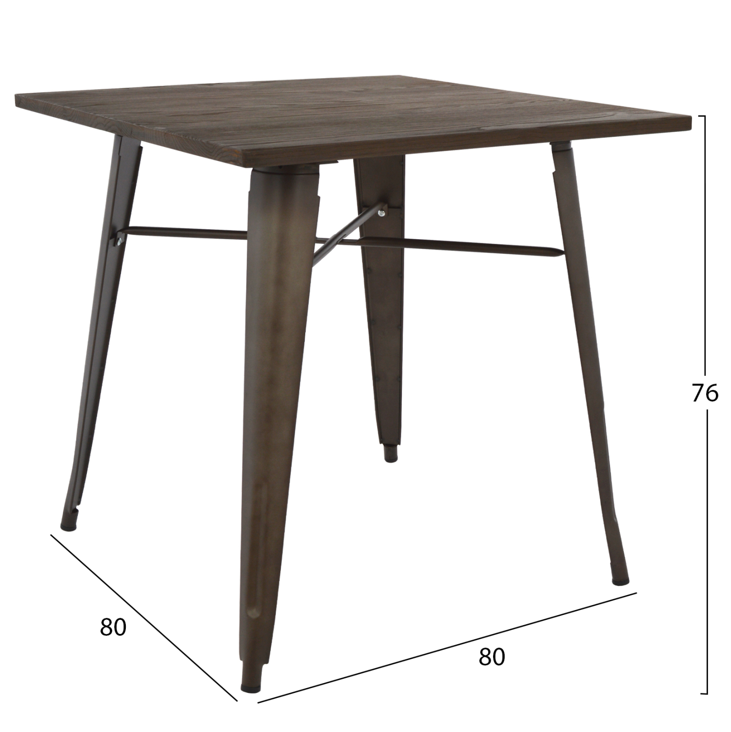 ΤΡΑΠΕΖΙ ΜΕΤΑΛΛΙΚΟ ΣΕ ΧΡΩΜΑ RUSTY ΚΑΙ ΞΥΛΟ 80x80x76εκ 2