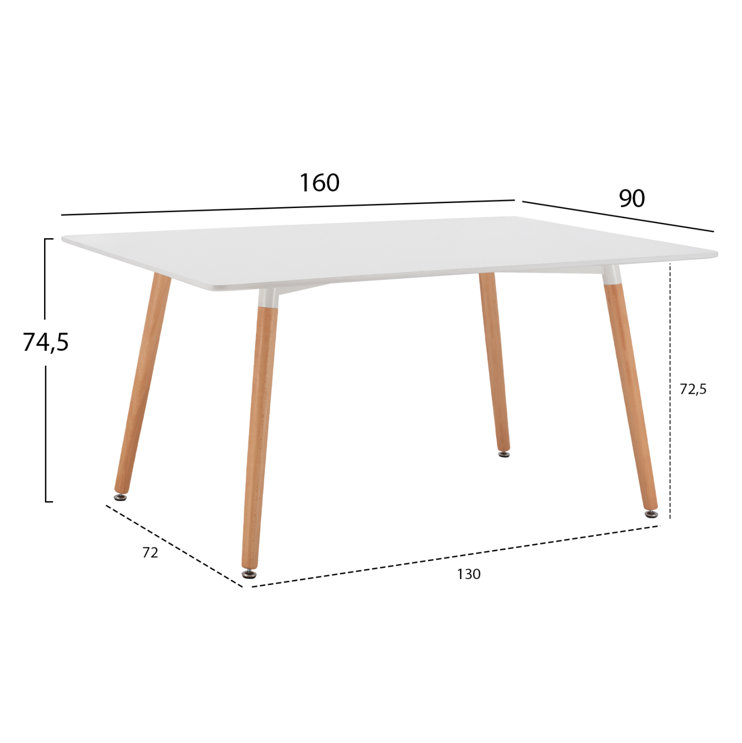 ΤΡΑΠΕΖΙ MINIMAL, ΛΕΥΚΟ MDF, ΞΥΛΙΝΑ ΠΟΔΙΑ ΟΞΙΑ,160Χ90X74,5Υ εκ 2