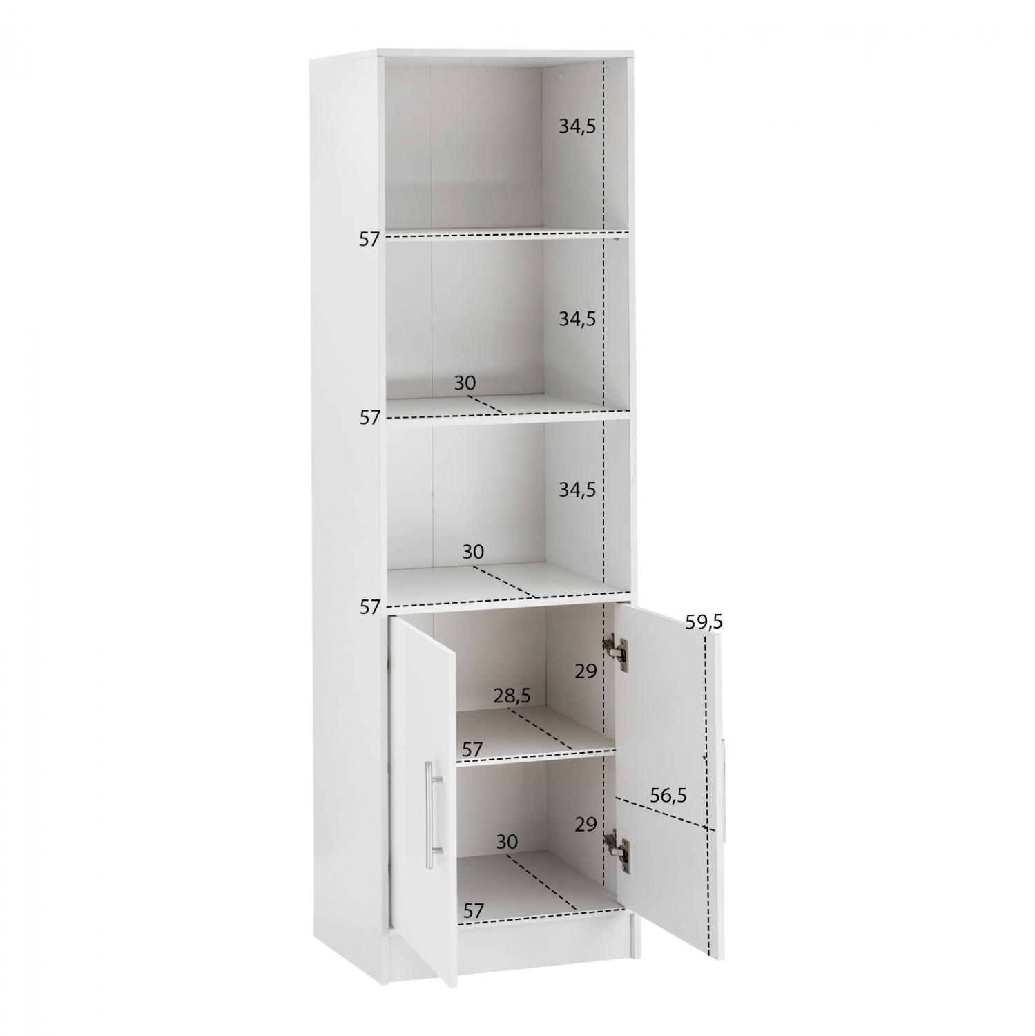 ΒΙΒΛΙΟΘΗΚΗ ΜΕΛΑΜΙΝΗΣ ENSLEY ΣΕ ΛΕΥΚΗ ΑΠΟΧΡΩΣΗ 60x30x180 εκ. 3