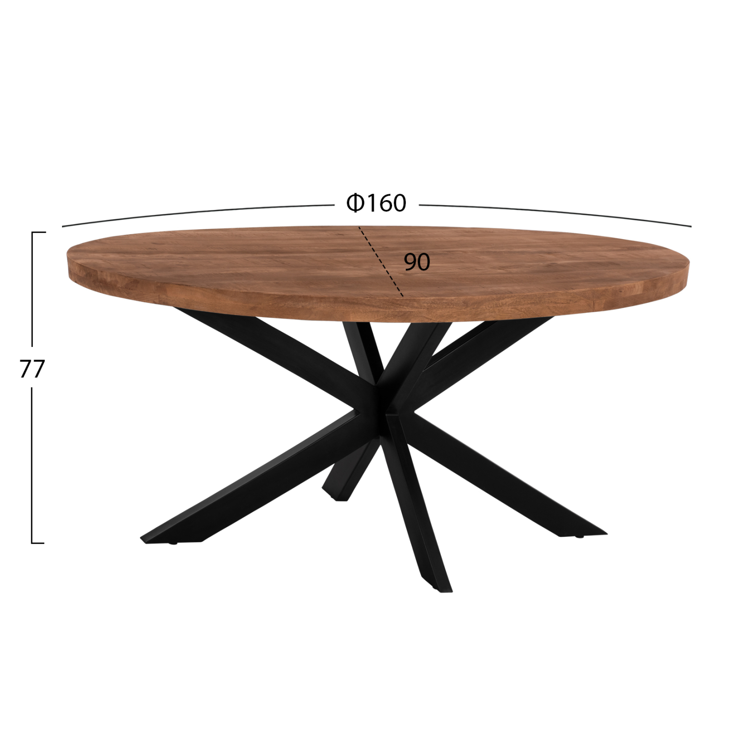 ΤΡΑΠΕΖΙ LEVINHO OVAL 6εκ.ΠΑΧΟΣ ΜΑΣΙΦ ΞΥΛΟ MANGO 160x90x77Υ εκ. 2