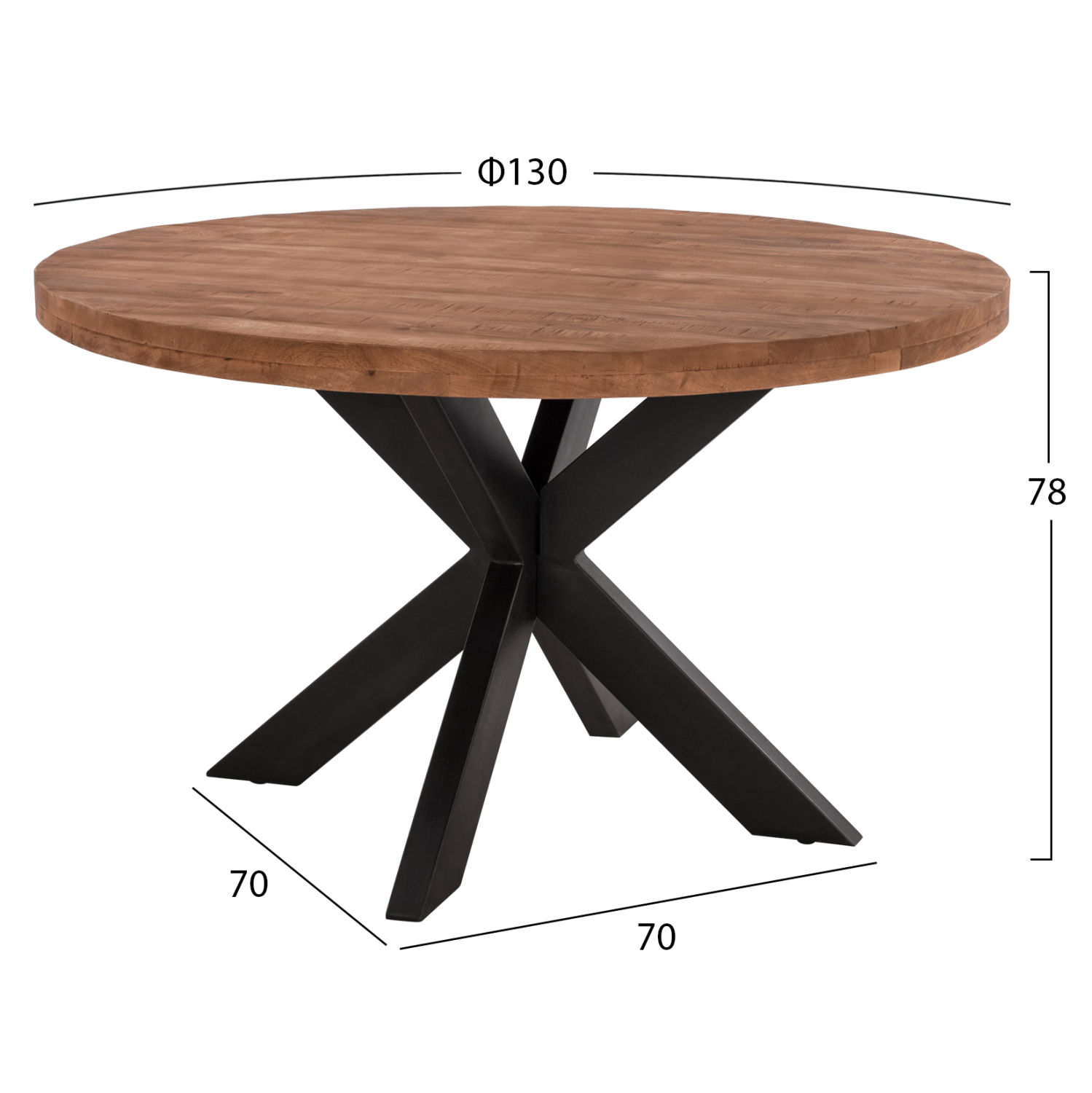 ΤΡΑΠΕΖΙ ΣΤΡΟΓΓΥΛΟ WES ΑΠΟ ΜΑΣΙΦ ΞΥΛΟ MANGO ΠΑΧΟΥΣ 6εκ. Φ130Χ78Υ εκ. 2