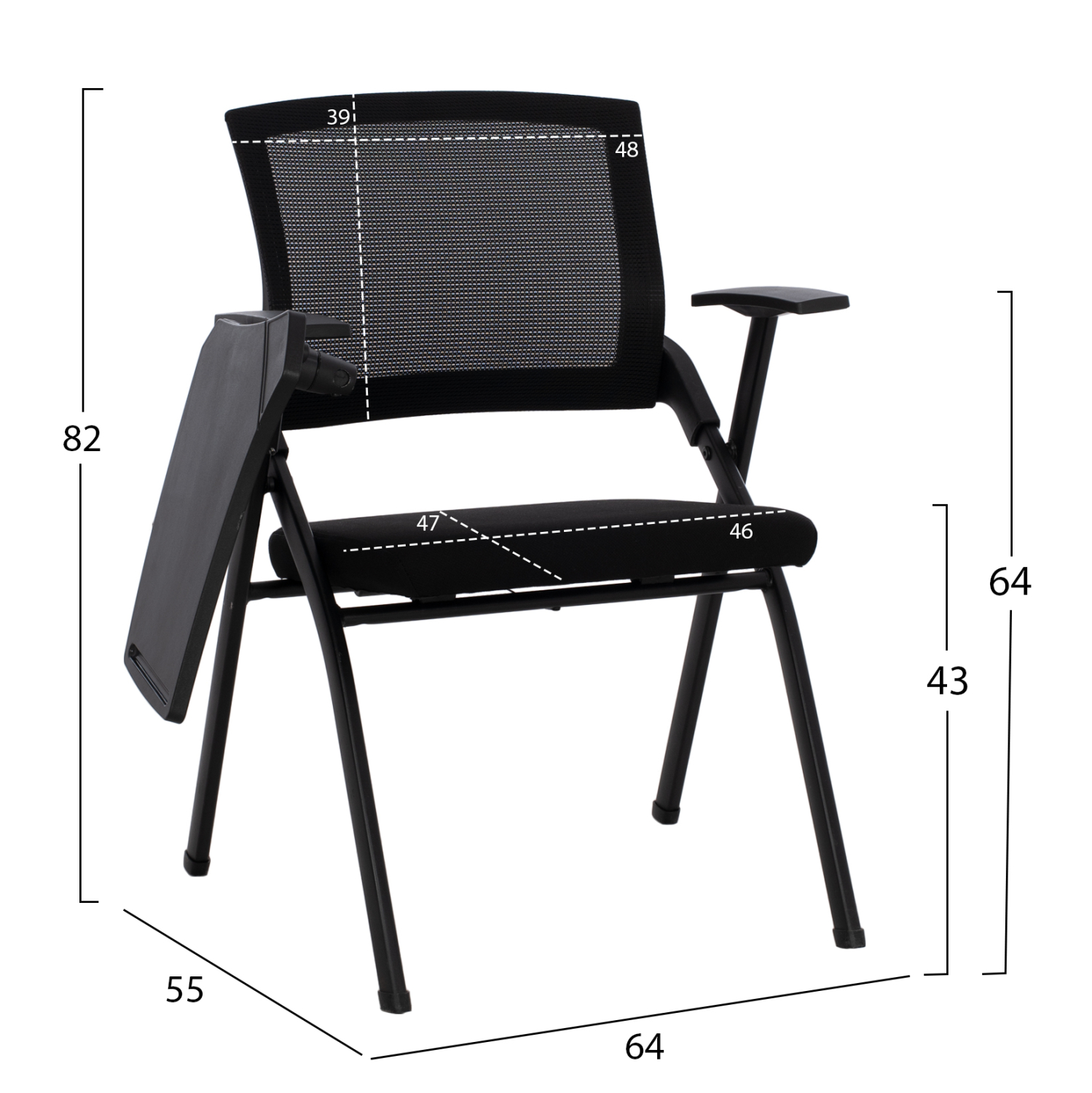 ΚΑΡΕΚΛΑ ΣΥΝΕΔΡΙΟΥ ΜΕ ΑΝΑΛΟΓΙΟ SUPERIOR ΜΑΥΡΗ 64x55x82 εκ. 2
