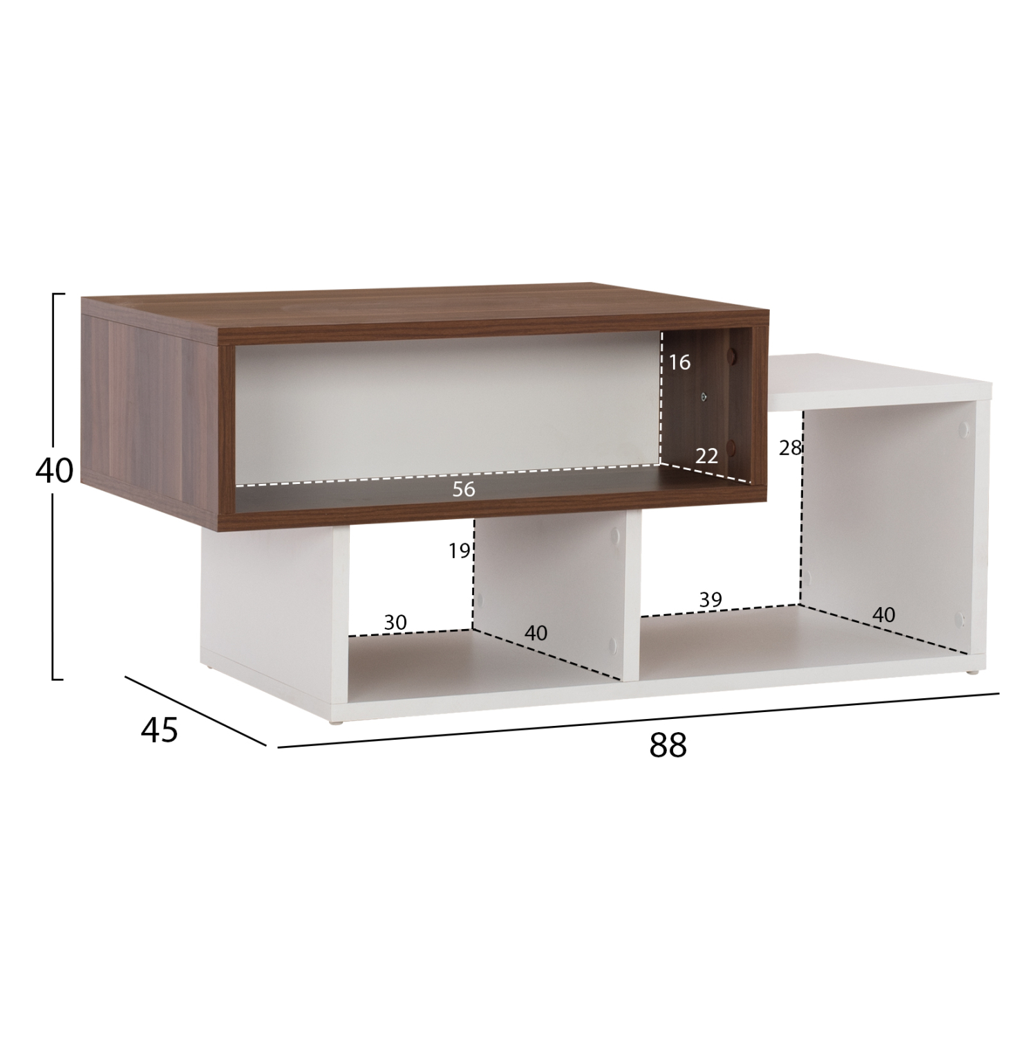 ΤΡΑΠΕΖΙ ΣΑΛΟΝΙΟΥ SERGIO ΚΑΡΥΔΙ ΛΕΥΚΟ 88x45x40 εκ. 2