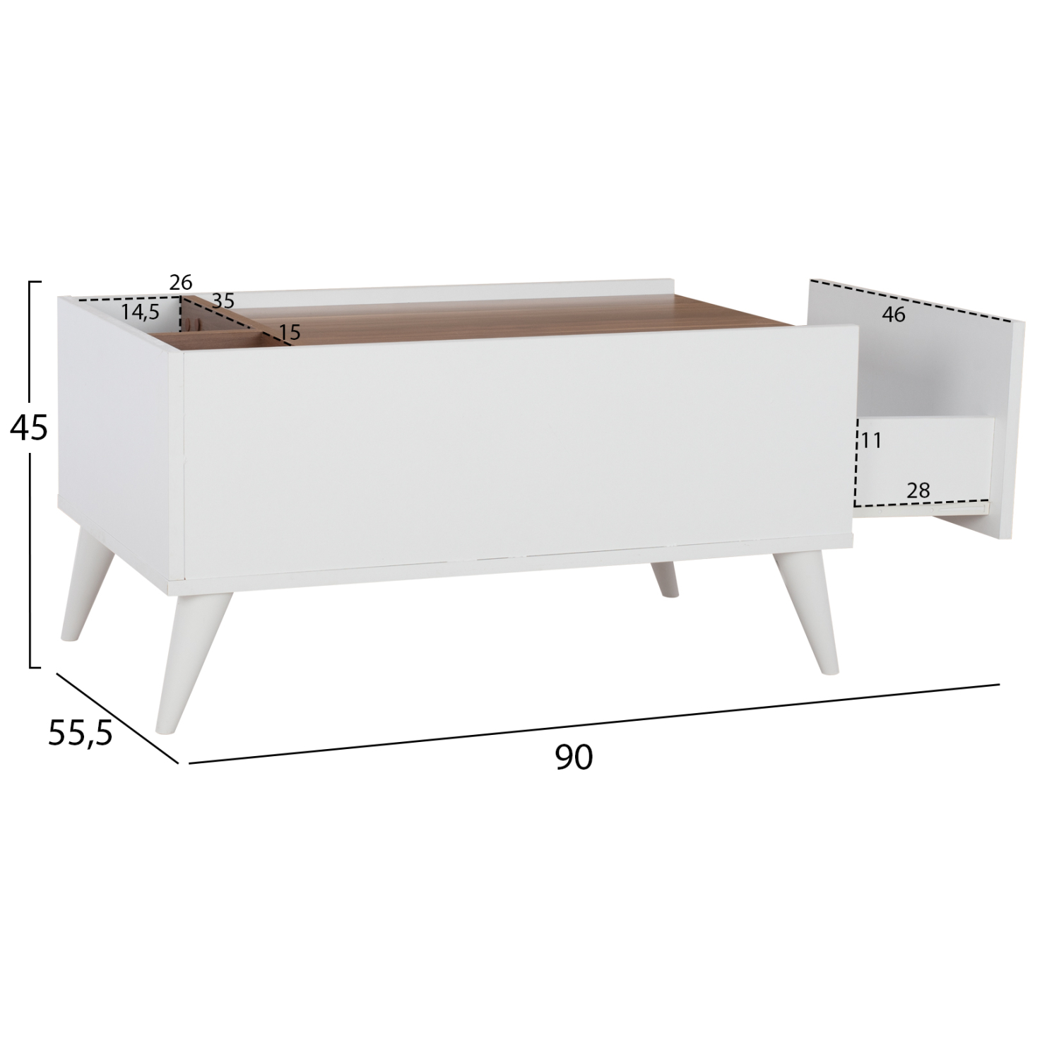 ΤΡΑΠΕΖΙ ΣΑΛΟΝΙΟΥ CARMELO ΛΕΥΚΟ-ΚΑΡΥΔΙ 90x55,5x45 εκ. 2