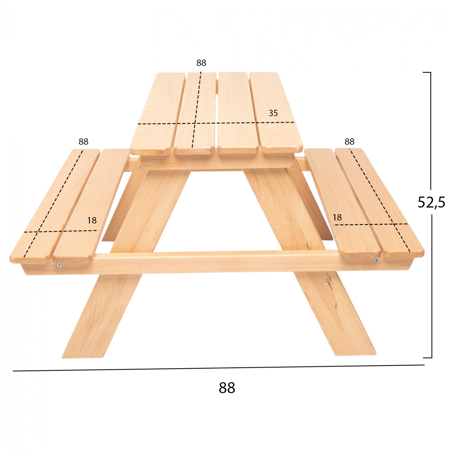 ΠΑΙΔΙΚΟ ΤΡΑΠΕΖΙ ΠΙΚΝΙΚ ΞΥΛΙΝΟ MIKO ΦΥΣΙΚΟ 88x88x52,5Y εκ. 2