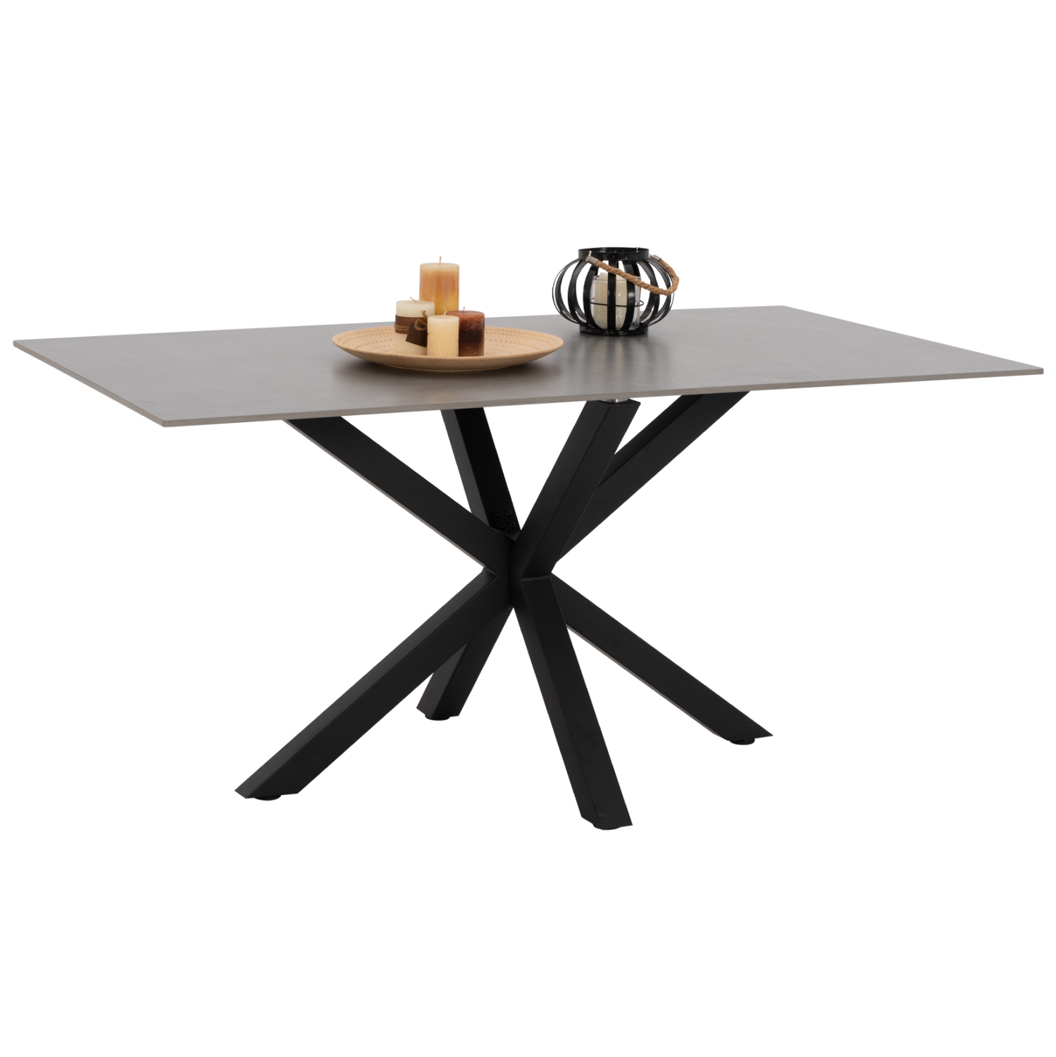 ΤΡΑΠΕΖΙ ΤΡΑΠΕΖΑΡΙΑΣ SYNTEC SINTERED STONE ΓΚΡΙ ΜΕΤΑΛΛΙΚΑ ΠΟΔΙΑ 160x90x75Υεκ. 1
