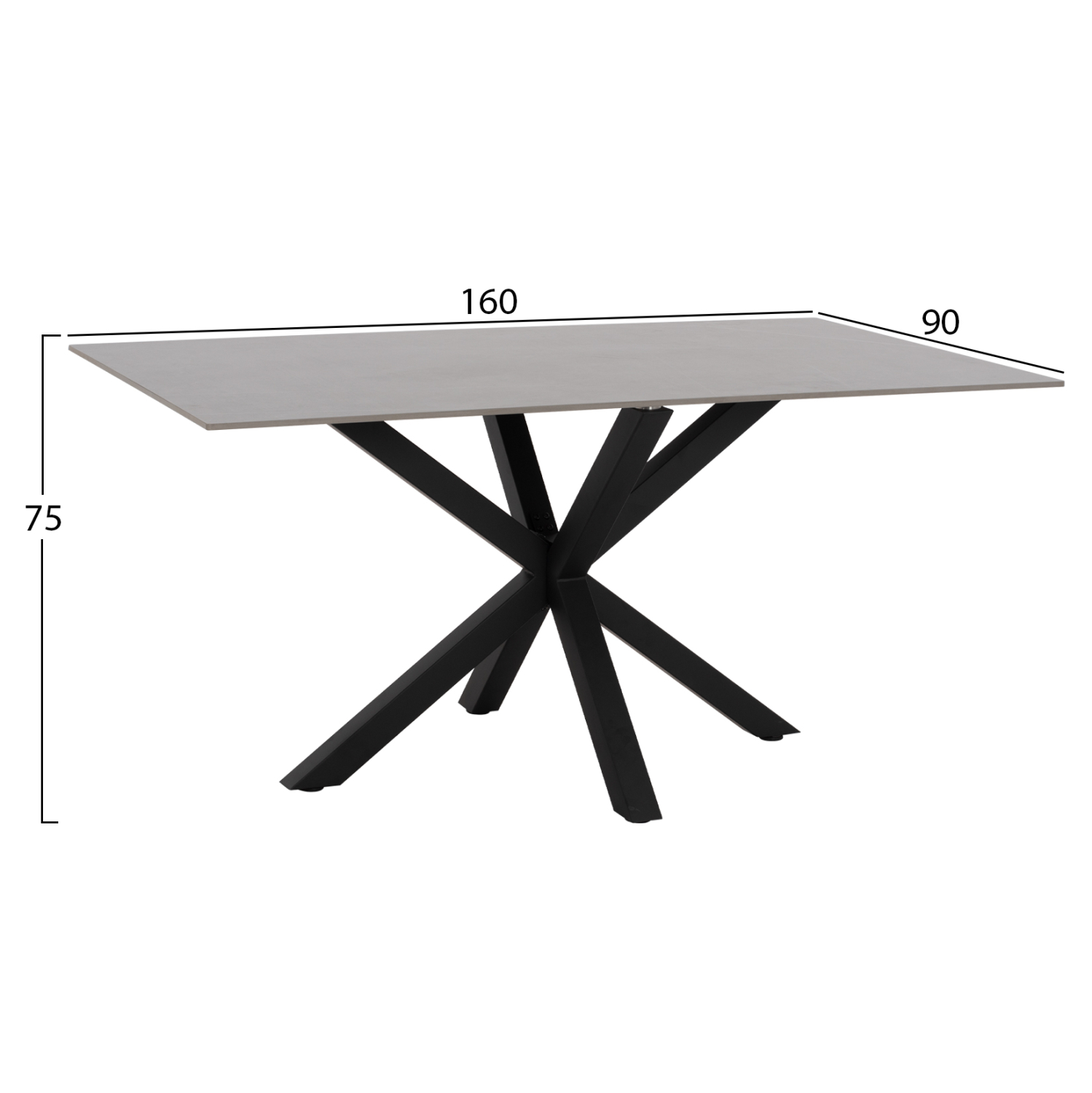 ΤΡΑΠΕΖΙ ΤΡΑΠΕΖΑΡΙΑΣ SYNTEC SINTERED STONE ΓΚΡΙ ΜΕΤΑΛΛΙΚΑ ΠΟΔΙΑ 160x90x75Υεκ. 2