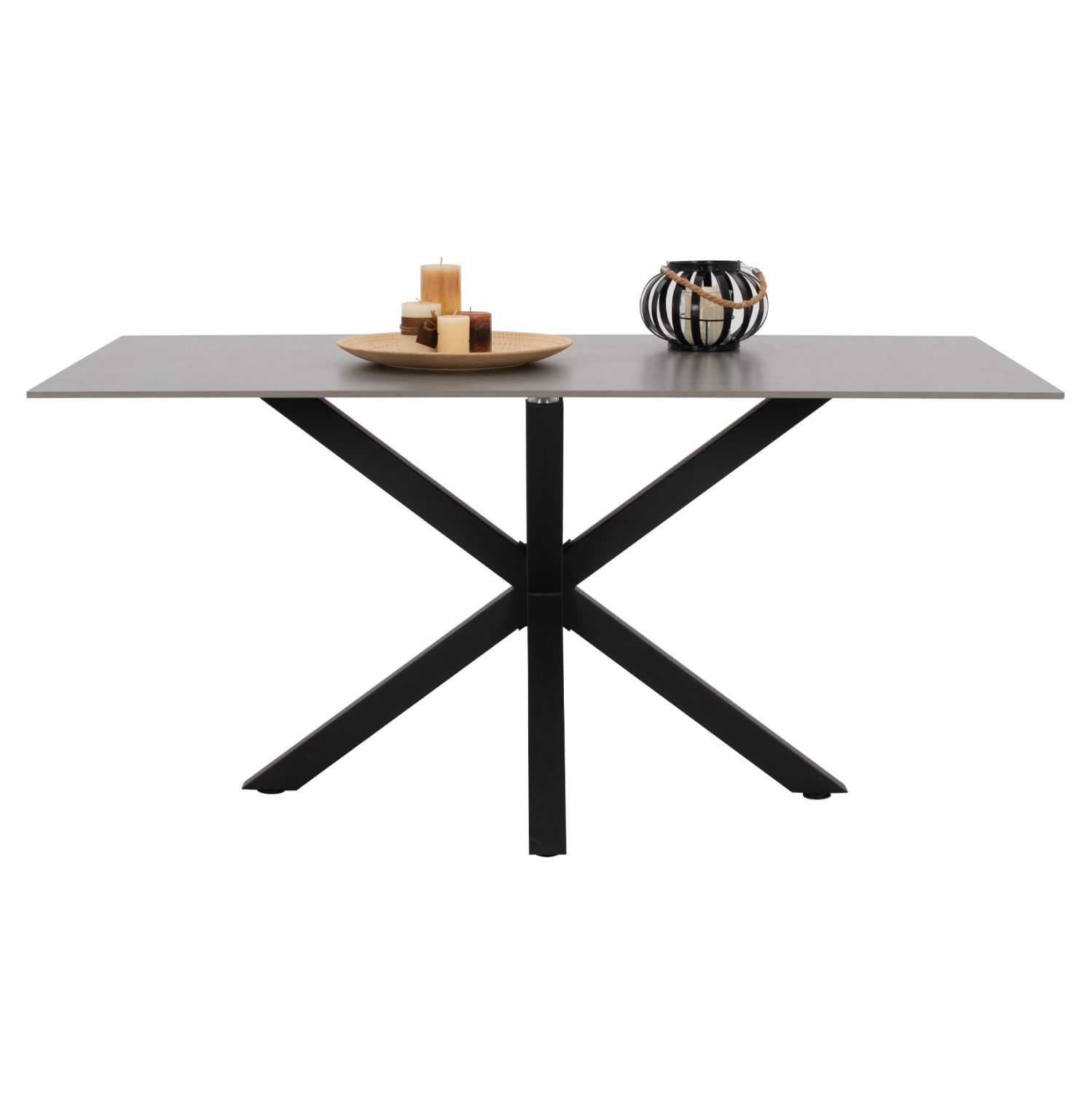 ΤΡΑΠΕΖΙ ΤΡΑΠΕΖΑΡΙΑΣ SYNTEC SINTERED STONE ΓΚΡΙ ΜΕΤΑΛΛΙΚΑ ΠΟΔΙΑ 160x90x75Υεκ. 3