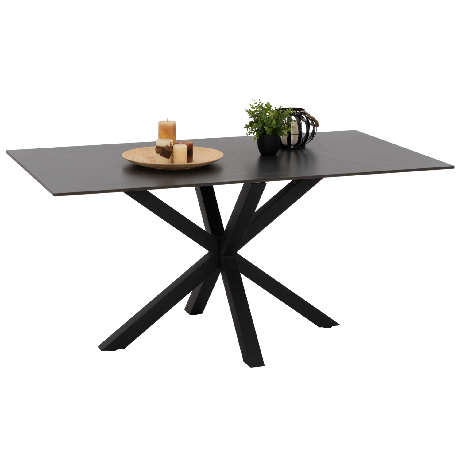 ΤΡΑΠΕΖΙ ΤΡΑΠΕΖΑΡΙΑΣ SYNTEC SINTERED STONE ΜΑΥΡΟ ΜΕΤΑΛΛΙΚΑ ΠΟΔΙΑ 160x90x75Y εκ. 1