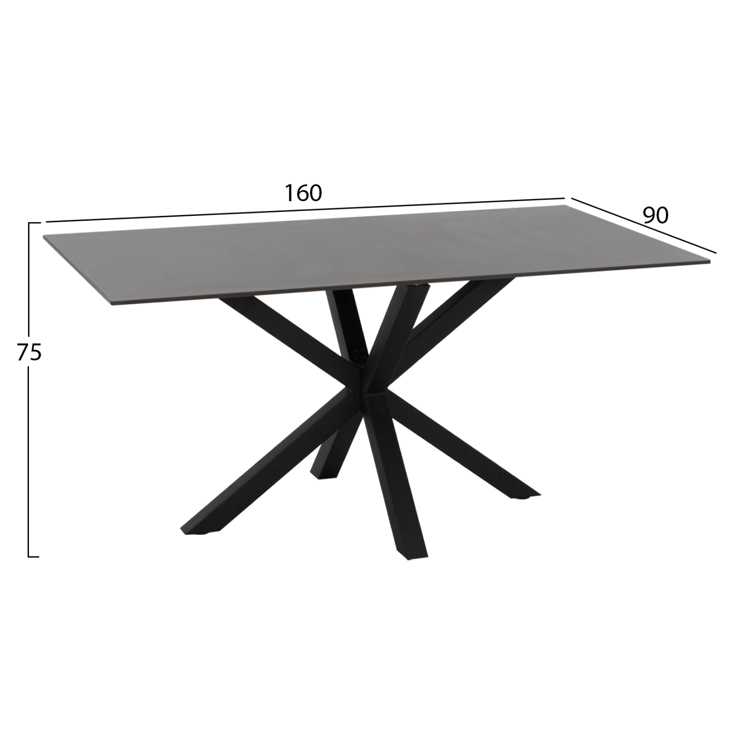 ΤΡΑΠΕΖΙ ΤΡΑΠΕΖΑΡΙΑΣ SYNTEC SINTERED STONE ΜΑΥΡΟ ΜΕΤΑΛΛΙΚΑ ΠΟΔΙΑ 160x90x75Y εκ. 2
