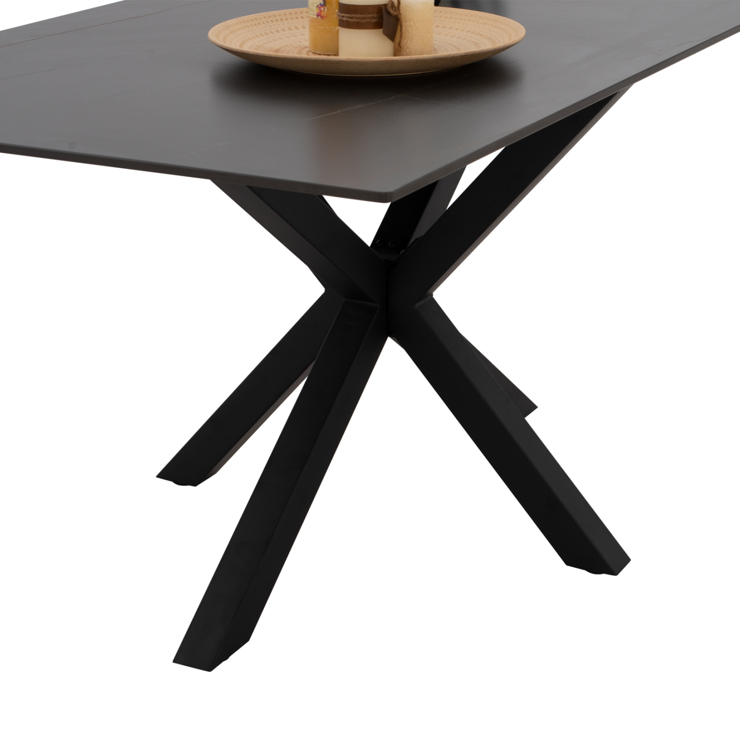 ΤΡΑΠΕΖΙ ΤΡΑΠΕΖΑΡΙΑΣ SYNTEC SINTERED STONE ΜΑΥΡΟ ΜΕΤΑΛΛΙΚΑ ΠΟΔΙΑ 160x90x75Y εκ. 4