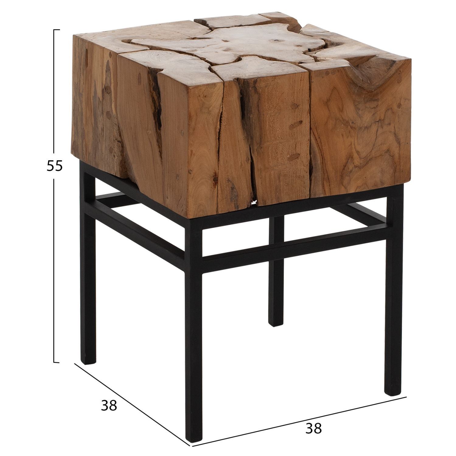 ΒΟΗΘΗΤΙΚΟ ΤΡΑΠΕΖΑΚΙ PIEN ΑΠΟ ΜΑΣΙΦ ΞΥΛΟ ΤEAK ΦΥΣΙΚΟ 38X38X55Y ΕΚ. 2