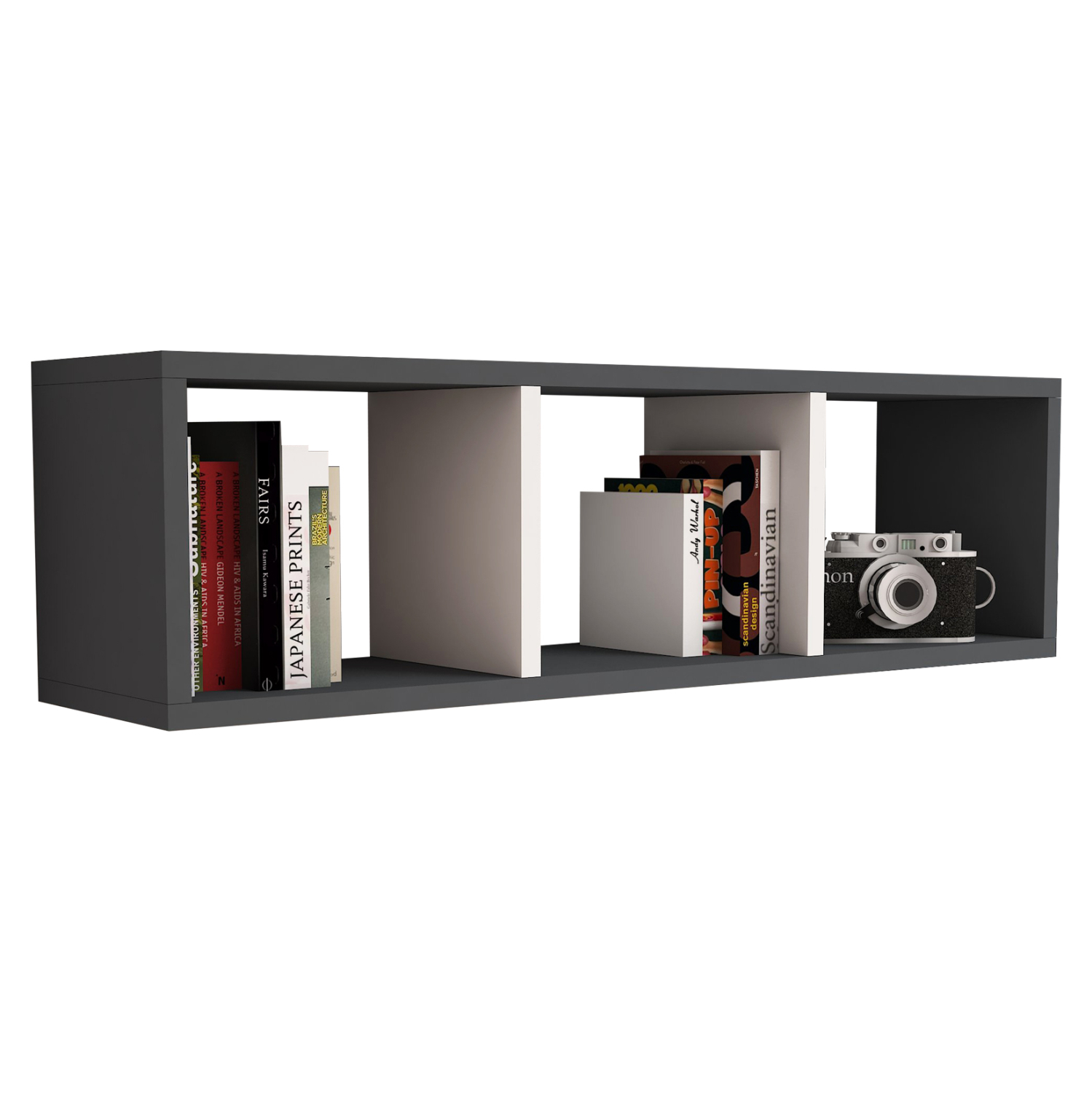 ΡΑΦΙΕΡΑ ΤΟΙΧΟΥ ΜΕΛΑΜΙΝΗΣ ΓΚΡΙ & ΛΕΥΚΟ 90x22x25,6Υ εκ. 1
