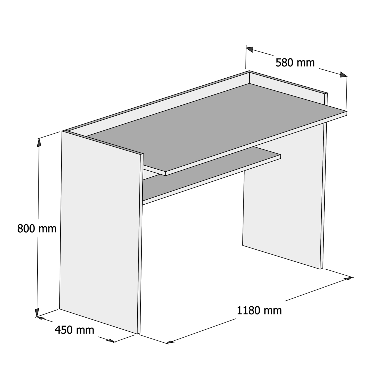 ΓΡΑΦΕΙΟ ΜΕΛΑΜΙΝΗΣ ΓΚΡΙ ΛΕΥΚΟ 118x58x80Υεκ. 2