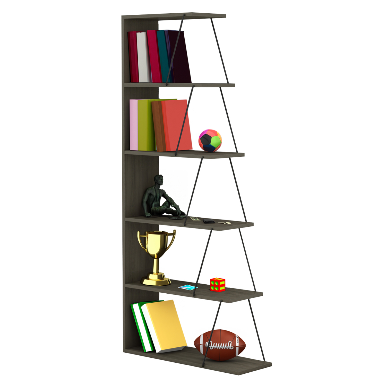 ΒΙΒΛΙΟΘΗΚΗ ΜΙΝΙ TARS OLIVE GREY ME ΜΑΥΡΕΣ ΒΕΡΓΕΣ 65x22-24x146Υεκ. 1