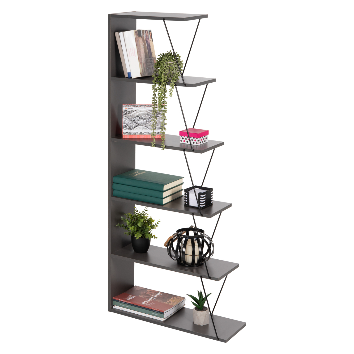 ΒΙΒΛΙΟΘΗΚΗ ΜΙΝΙ TARS ΓΚΡΙ ΜΕΛΑΜΙΝΗ-ΜΑΥΡΕΣ ΜΕΤΑΛ. ΒΕΡΓΕΣ 65x22-24x146Υεκ. 1