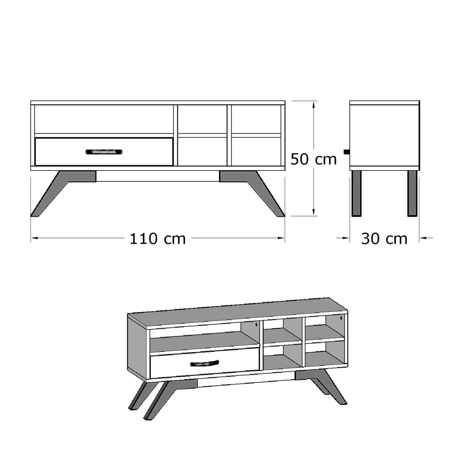 ΕΠΙΠΛΟ ΤΗΛΕΟΡΑΣΗΣ CRONOS ΚΑΡΥΔΙ ΛΕΥΚΟ 110x30x50Y εκ. 2
