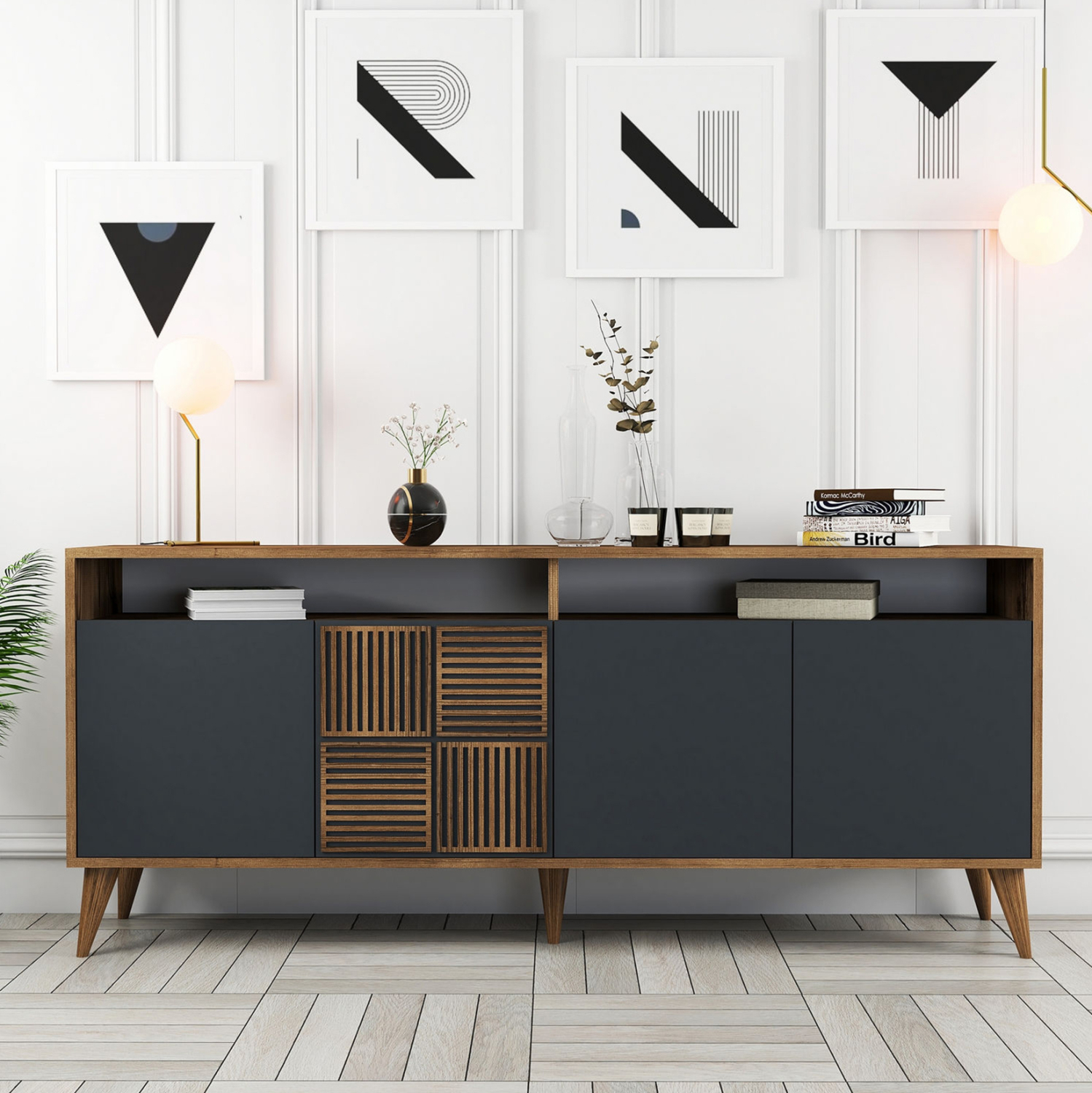 ΜΠΟΥΦΕΣ ΜΕΛΑΜΙΝΗΣ ΣΕ ΚΑΡΥΔΙ ΜΕ ΑΝΘΡΑΚΙ ΠΟΡΤΕΣ 180x35x78.6Υεκ. 4