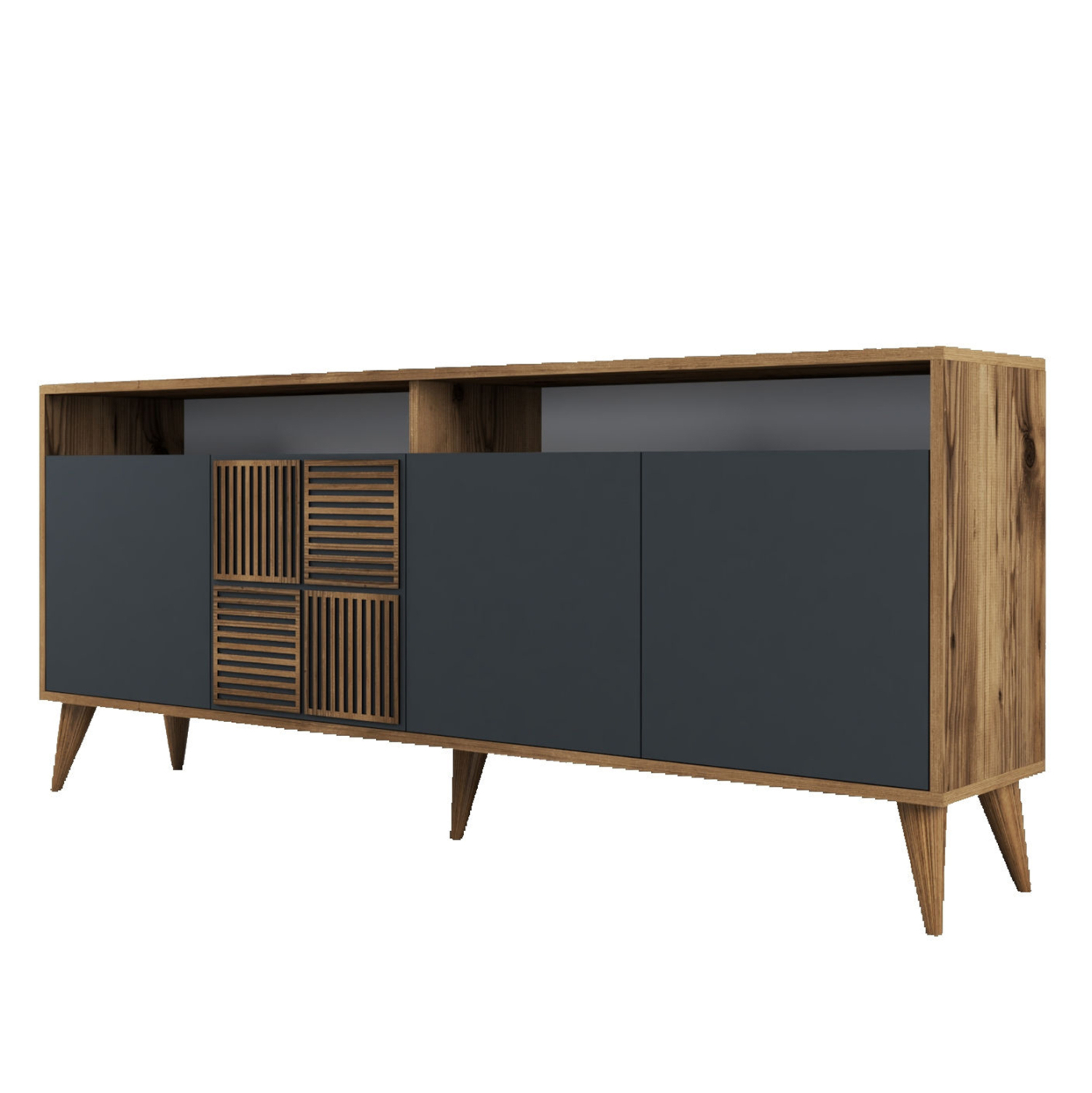 ΜΠΟΥΦΕΣ ΜΕΛΑΜΙΝΗΣ ΣΕ ΚΑΡΥΔΙ ΜΕ ΑΝΘΡΑΚΙ ΠΟΡΤΕΣ 180x35x78.6Υεκ. 8