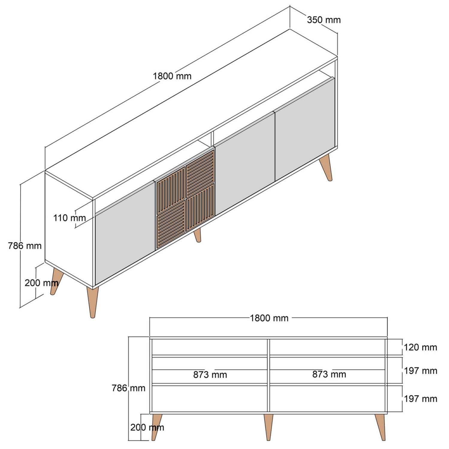 ΜΠΟΥΦΕΣ ΜΕΛΑΜΙΝΗΣ ΣΕ ΚΑΡΥΔΙ ΧΡΩΜΑ ΜΕ ΛΕΥΚΕΣ ΠΟΡΤΕΣ 180x35x78.6Υεκ. 2
