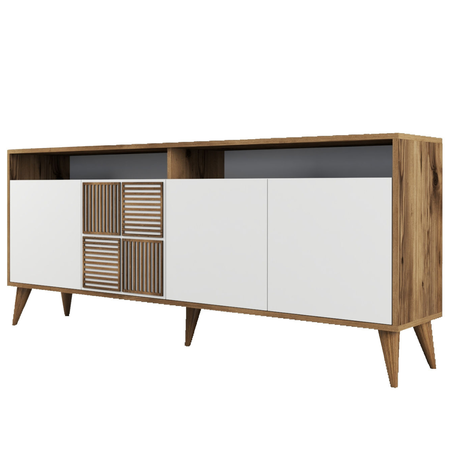 ΜΠΟΥΦΕΣ ΜΕΛΑΜΙΝΗΣ ΣΕ ΚΑΡΥΔΙ ΧΡΩΜΑ ΜΕ ΛΕΥΚΕΣ ΠΟΡΤΕΣ 180x35x78.6Υεκ. 8