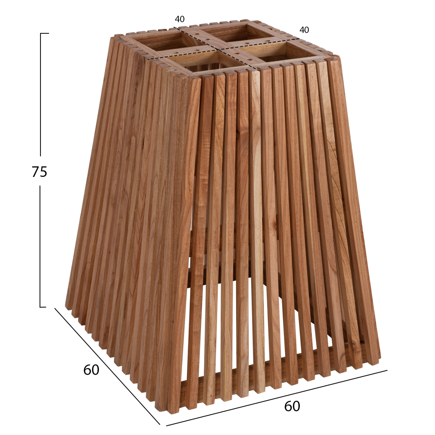 ΒΑΣΗ ΤΡΑΠΕΖΙΟΥ ΕΣΩΤ.ΧΩΡΟΥ ΤΕΤΡΑΓΩΝΗ FRANTZ ΞΥΛΟ MINDI ΣΕ ΦΥΣΙΚΟ 60x60x75Y εκ. 2