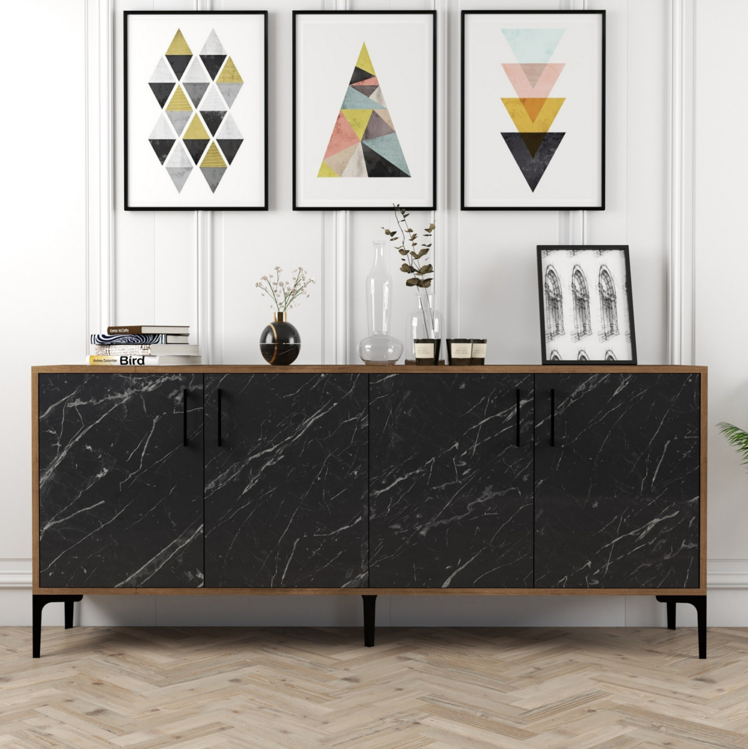 ΜΠΟΥΦΕΣ ΜΕΛΑΜΙΝΗΣ ΚΑΡΥΔΙ ΚΑΙ ΟΨΗ ΜΑΥΡΟ ΜΑΡΜΑΡΟ 180x35x78Υεκ. 5