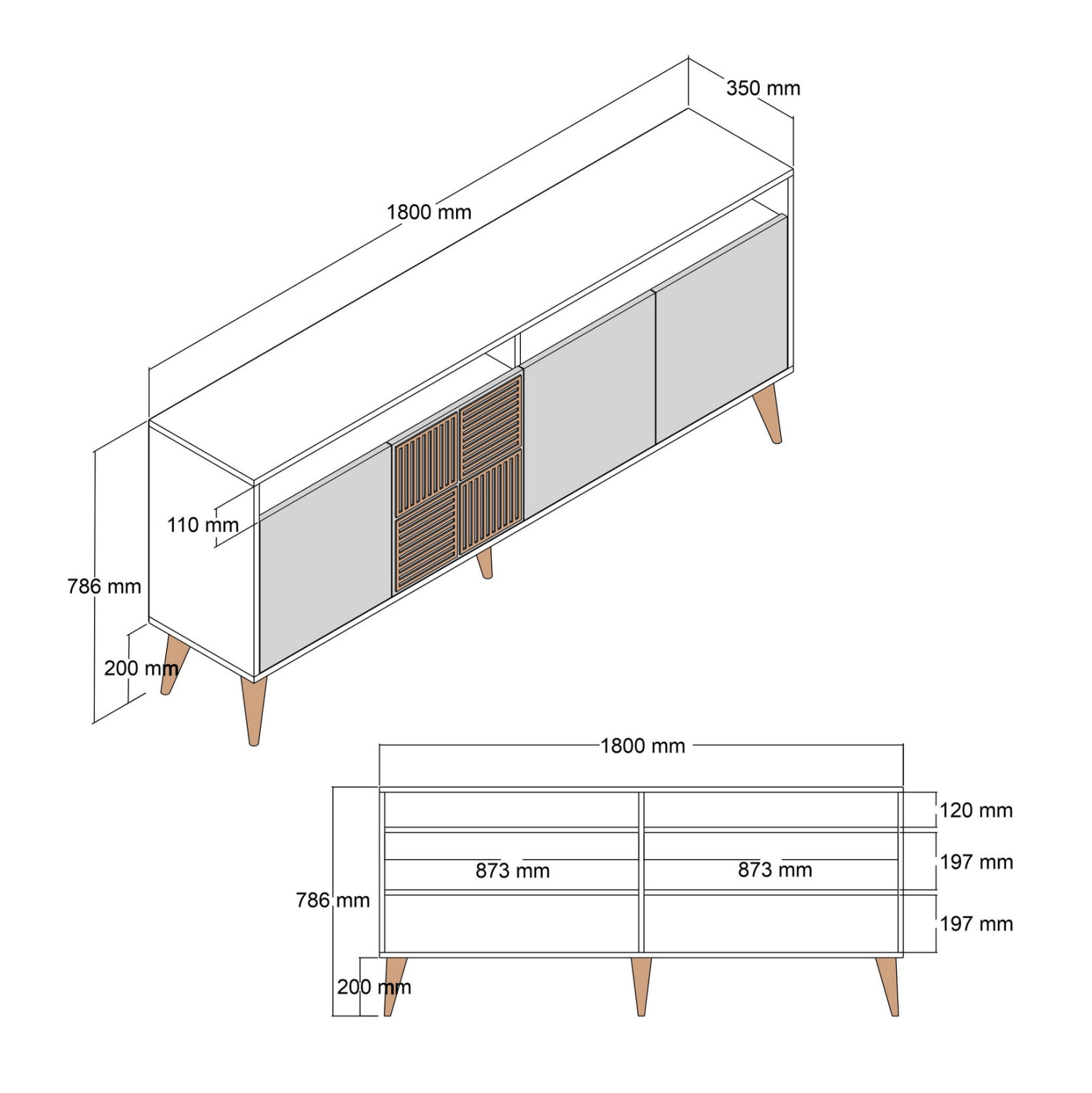 ΜΠΟΥΦΕΣ ΜΕΛΑΜΙΝΗΣ ΚΑΡΥΔΙ 180x35x78.6Υεκ. 2