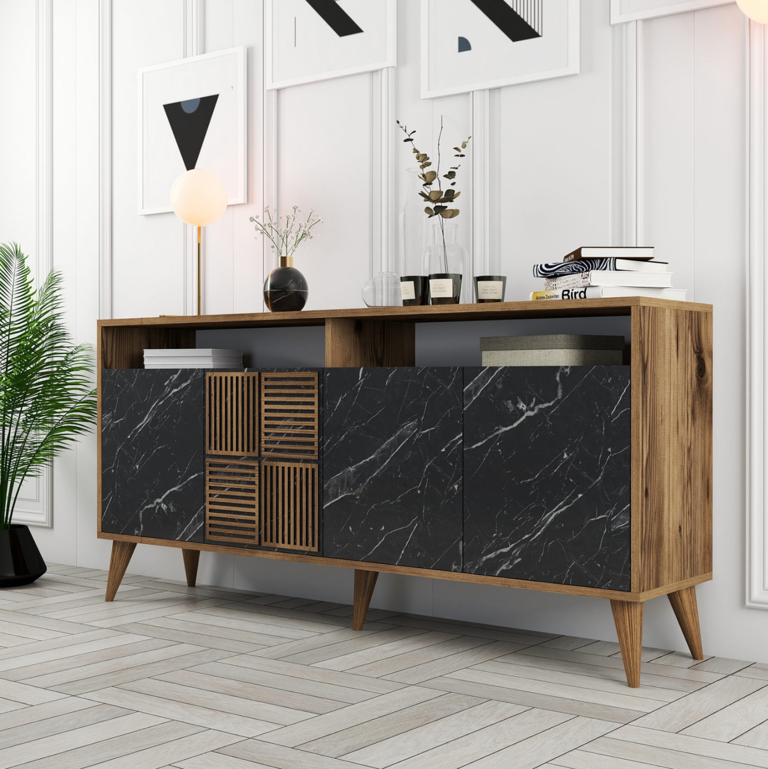 ΜΠΟΥΦΕΣ ΜΕΛΑΜΙΝΗΣ ΚΑΡΥΔΙ ΜΕ ΟΨΗ ΜΑΥΡΟΥ ΜΑΡΜΑΡΟΥ 160x35x78Υ εκ. 3