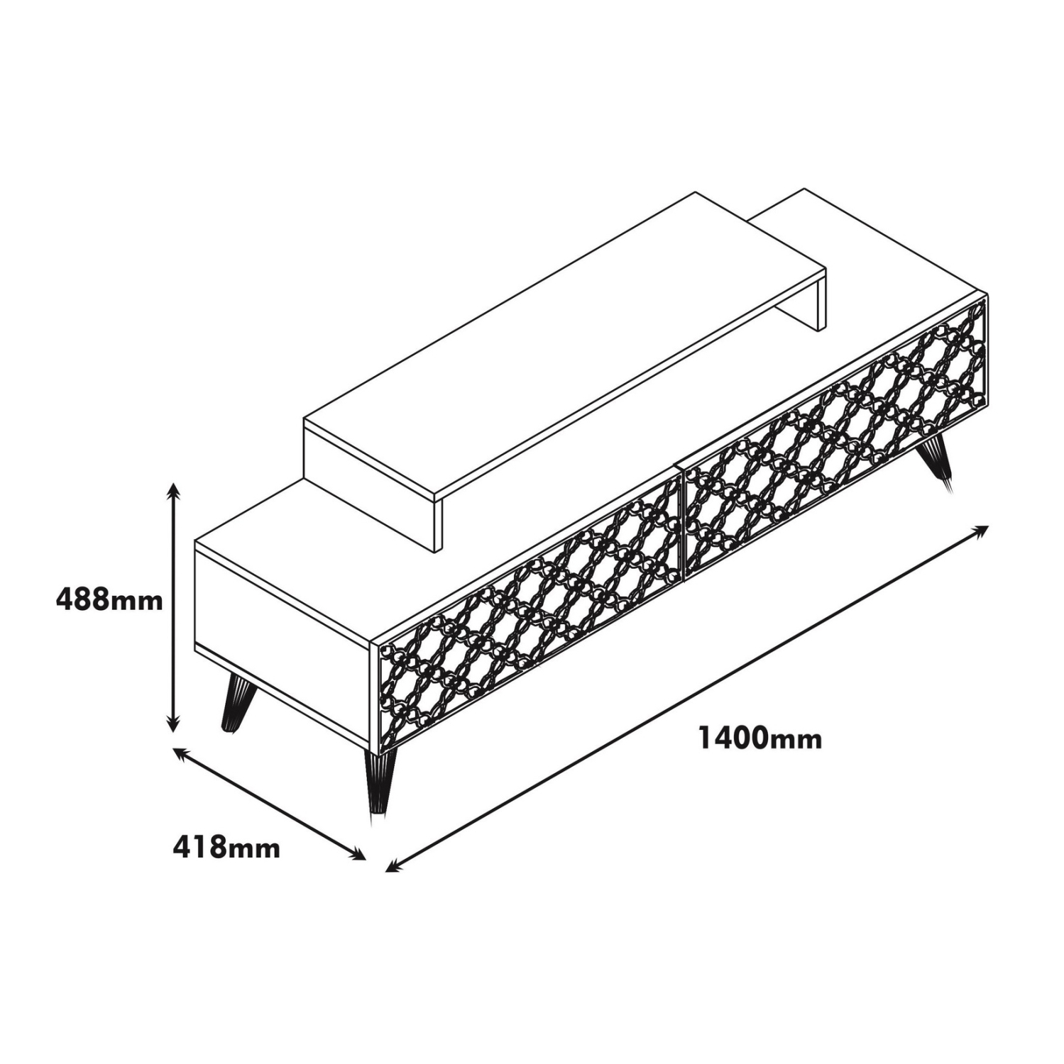 ΕΠΙΠΛΟ ΤΗΛΕΟΡΑΣΗΣ ΜΕΛΑΜΙΝΗΣ ΣΕ ΧΡΩΜΑ ΚΑΡΥΔΙ-ΓΑΛΑΖΙΟ 140x41.8x48.8Yεκ. 2