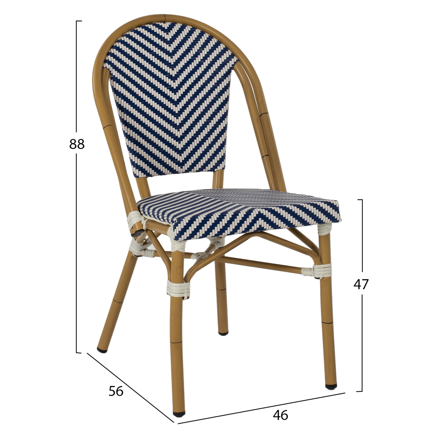 ΚΑΡΕΚΛΑ BAMBOO LOOK ΜΠΛΕ-ΛΕΥΚΟ 46x56x88Y εκ. 2
