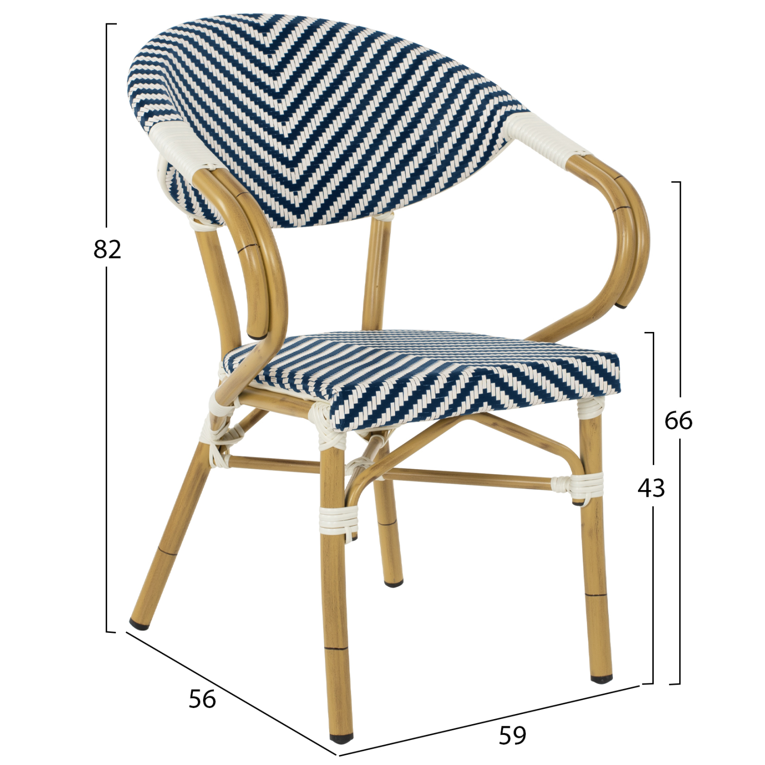 ΠΟΛΥΘΡΟΝΑ BAMBOO LOOK ΜΠΛΕ-ΛΕΥΚΟ 59x56x82Yεκ. 2