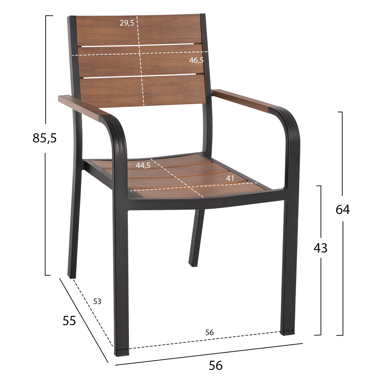 ΠΟΛΥΘΡΟΝΑ ΑΛΟΥΜΙΝΙΟΥ SAGA ΜΑΥΡΗ ΜΕ POLYWOOD 56x55x85,5Yεκ. 2