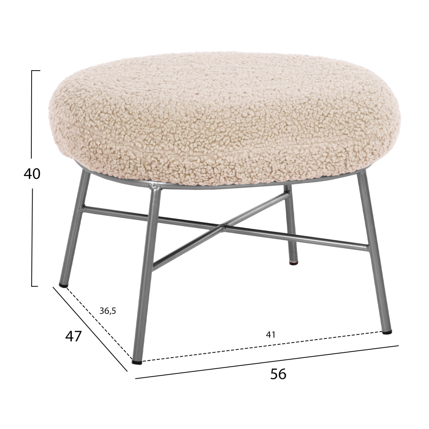 ΣΚΑΜΠΟ ΥΠΟΠΟΔΙΟ TRUDI ΜΠΟΥΚΛΕ ΛΕΥΚΟ ΜΕ ΑΣΗΜΙ ΒΑΣΗ 56x47x40Υ εκ. 2