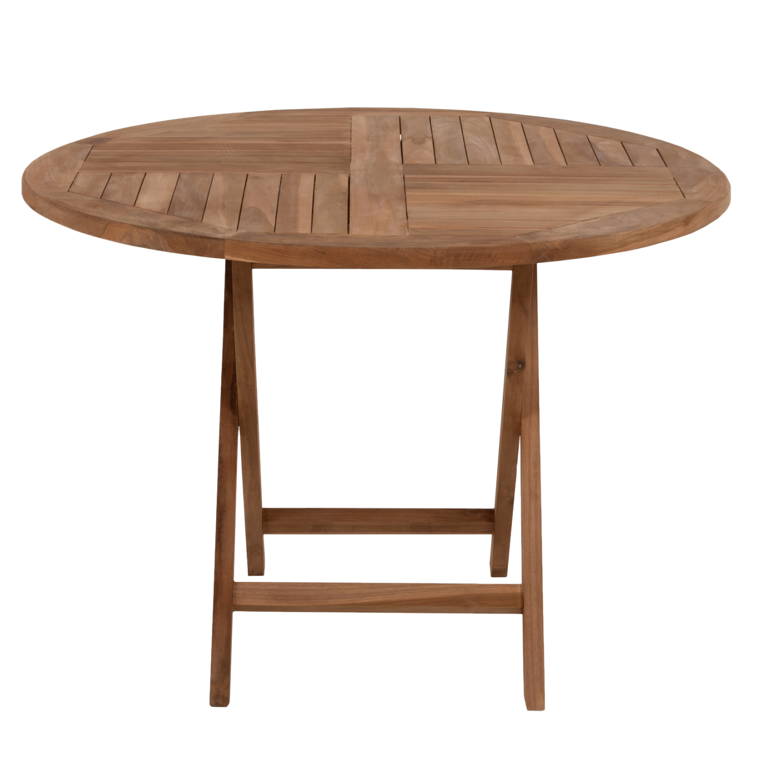 ΤΡΑΠΕΖΙ ΣΤΡΟΓΓΥΛΟ KENDALL ΠΤΥΣΣΟΜΕΝΟ ΞΥΛΟ ΤΕΑΚ ΣΕ ΦΥΣΙΚΟ ΧΡΩΜΑ Φ106x73,5Y εκ. 4