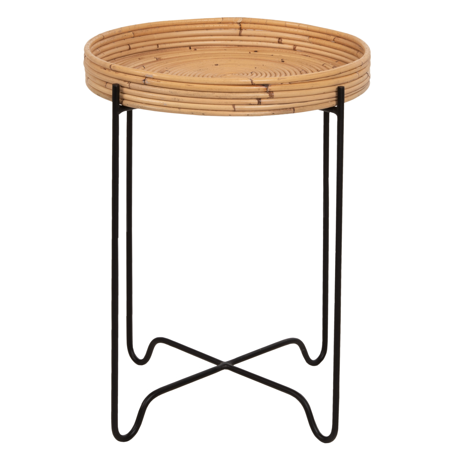 ΤΡΑΠΕΖΑΚΙ ΒΟΗΘΗΤΙΚΟ FLY RATTAN ΦΥΣΙΚΟ ΧΡΩΜΑ-ΜΕΤΑΛΛΙΚΗ ΒΑΣΗ ΜΑΥΡΗ Φ40x53Yεκ. 3