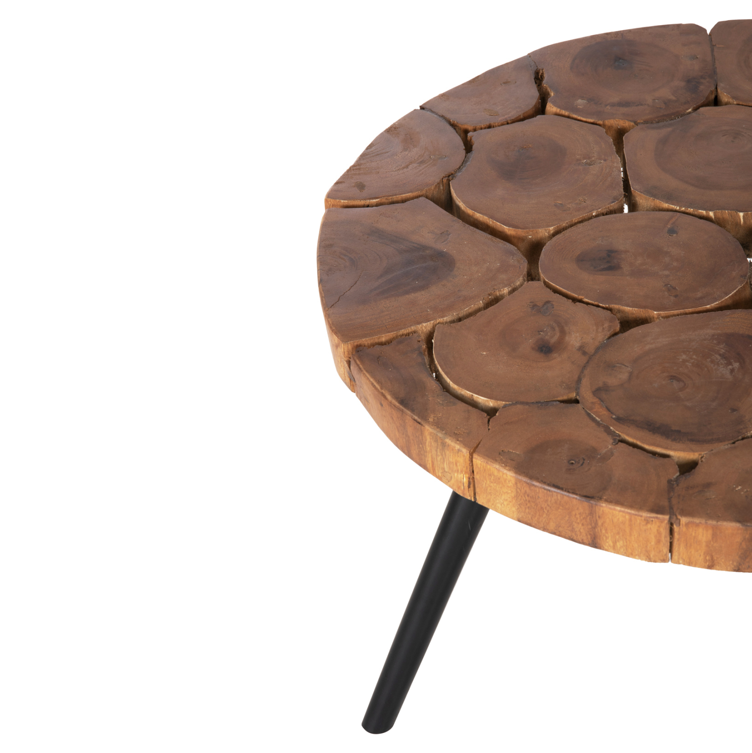 ΤΡΑΠΕΖΙ ΣΑΛΟΝΙΟΥ RIBBEN ΞΥΛΟ SUAR ΦΥΣΙΚΟ-ΜΑΥΡΑ ΜΕΤΑΛΛΙΚΑ ΠΟΔΙΑ Φ80x45Υεκ. 4