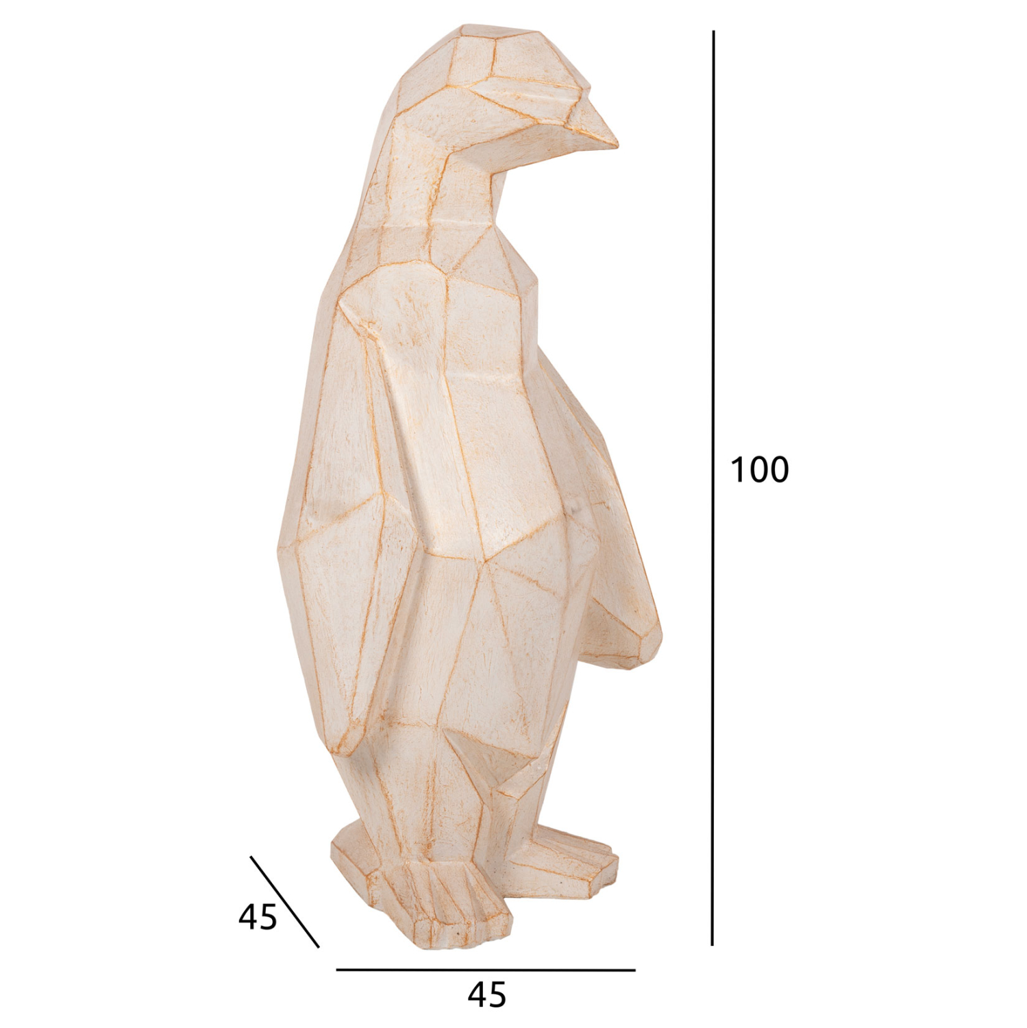 ΔΙΑΚΟΣΜΗΤΙΚΟ ΔΑΠΕΔΟΥ PENGUIN GRC ΣΕ ΛΕΥΚΗ ΠΑΤΙΝΑ ΜΕ ΧΡΥΣΕΣ ΛΕΠΤΟΜΕΡΕΙΕΣ 45x45x100Υεκ. 2